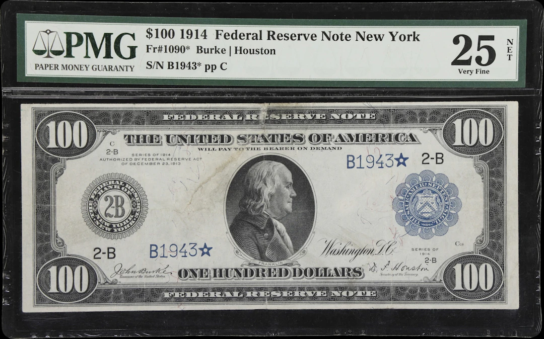 Fr. 1090*. 1914 $100 Federal Reserve Star Note. New York. PMG Very