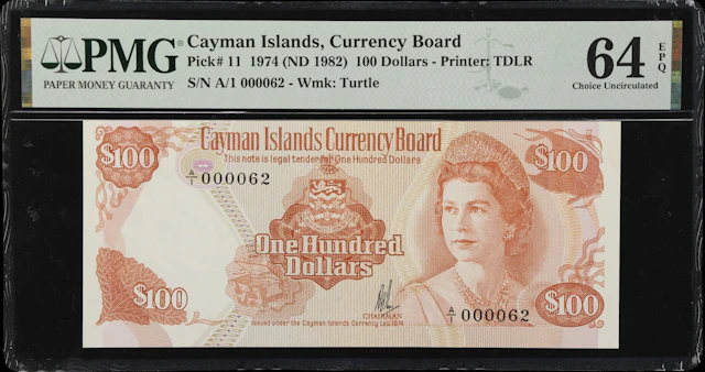 (◊) CAYMAN ISLANDS. Cayman Islands Currency Board. 100 Dollars, 1974