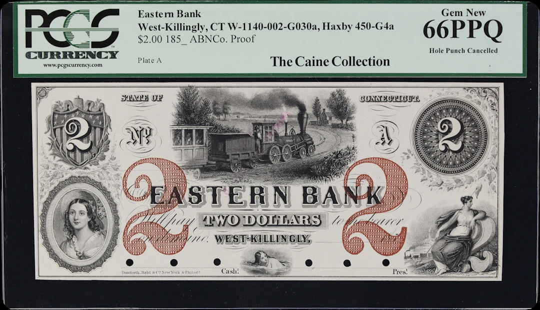 West-Killingly, Connecticut. Eastern Bank. 185x $2. PCGS Currency