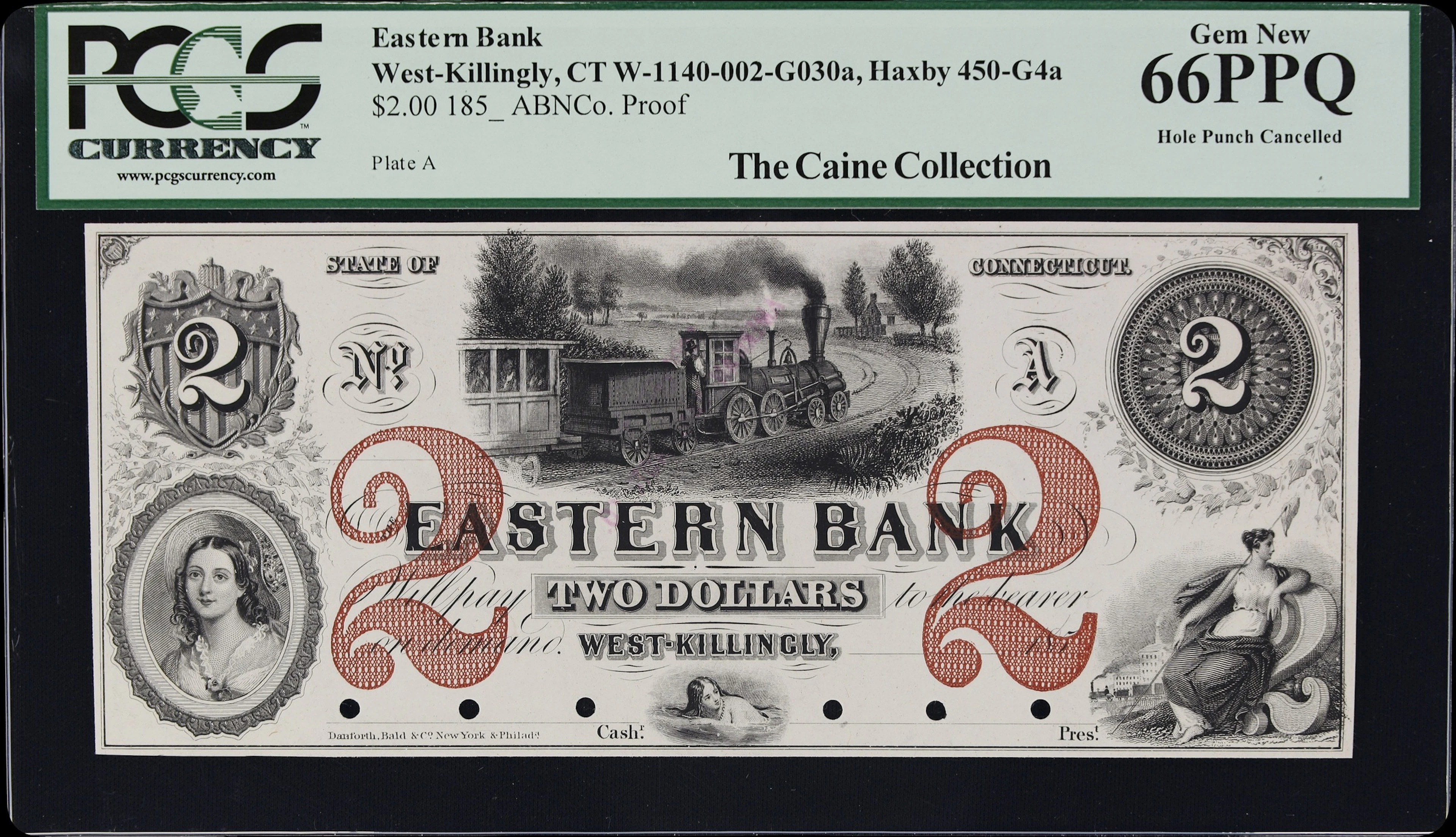 West-Killingly, Connecticut. Eastern Bank. 185x $2. PCGS Currency