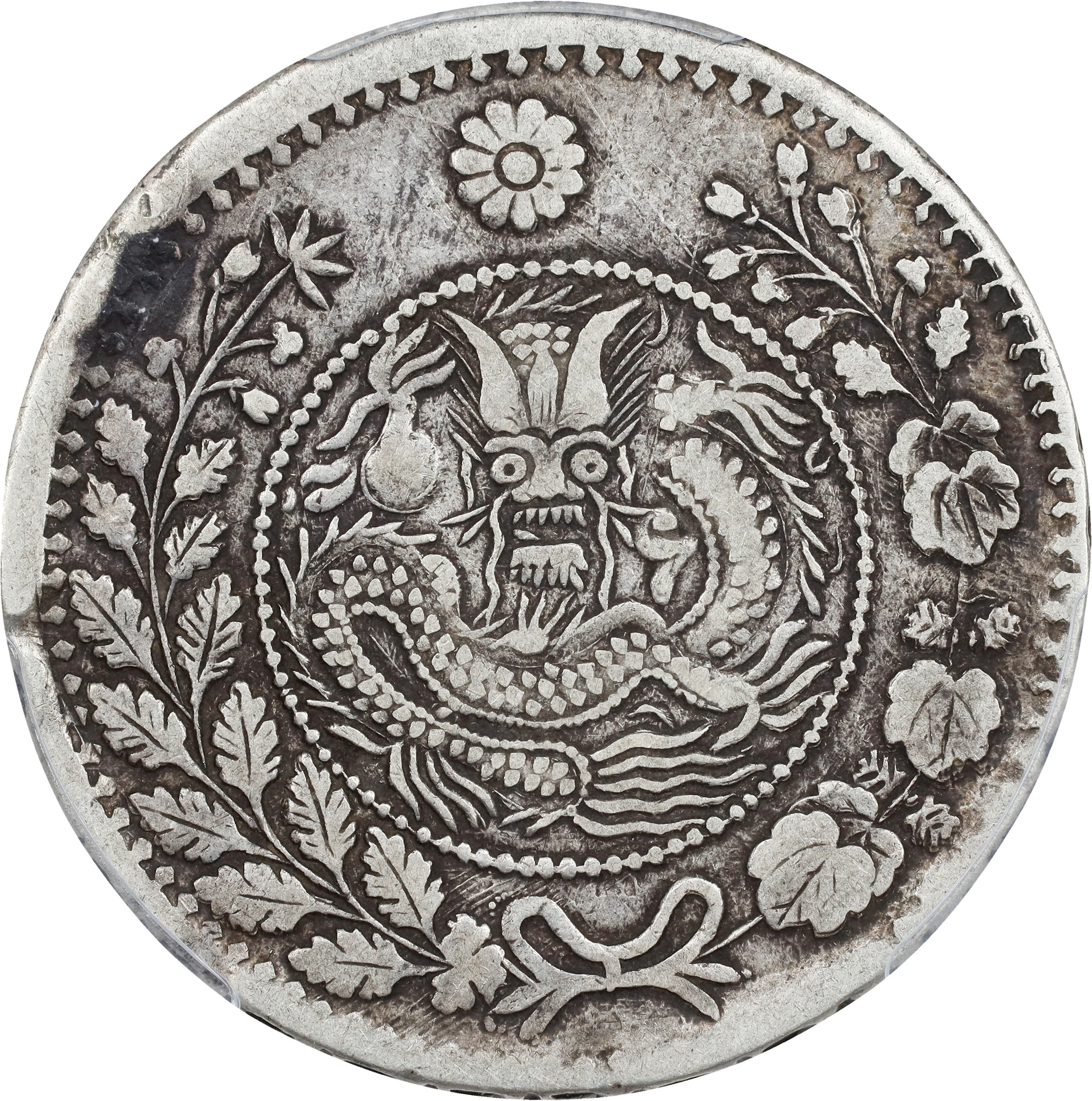 (t) CHINA. Sinkiang. 5 Mace (Miscals), AH 1325 (1907/8). Kashgar (Shufu)