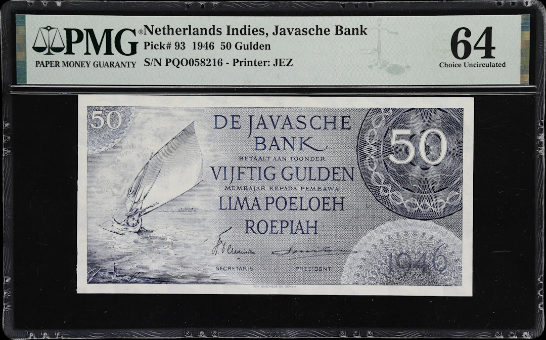 NETHERLANDS INDIES. Javasche Bank. 50 Gulden, 1946. P-93. PMG Choice