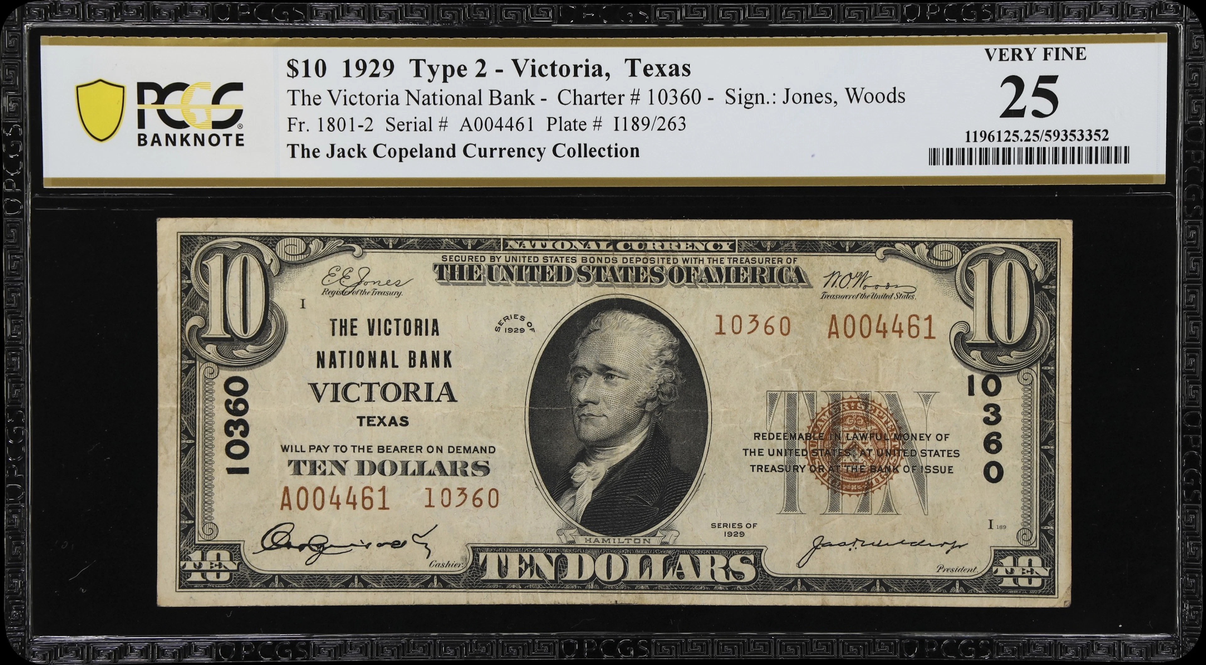 Victoria, Texas. $10 1929 Ty. 2. Fr. 1801-2. Victoria NB. Charter