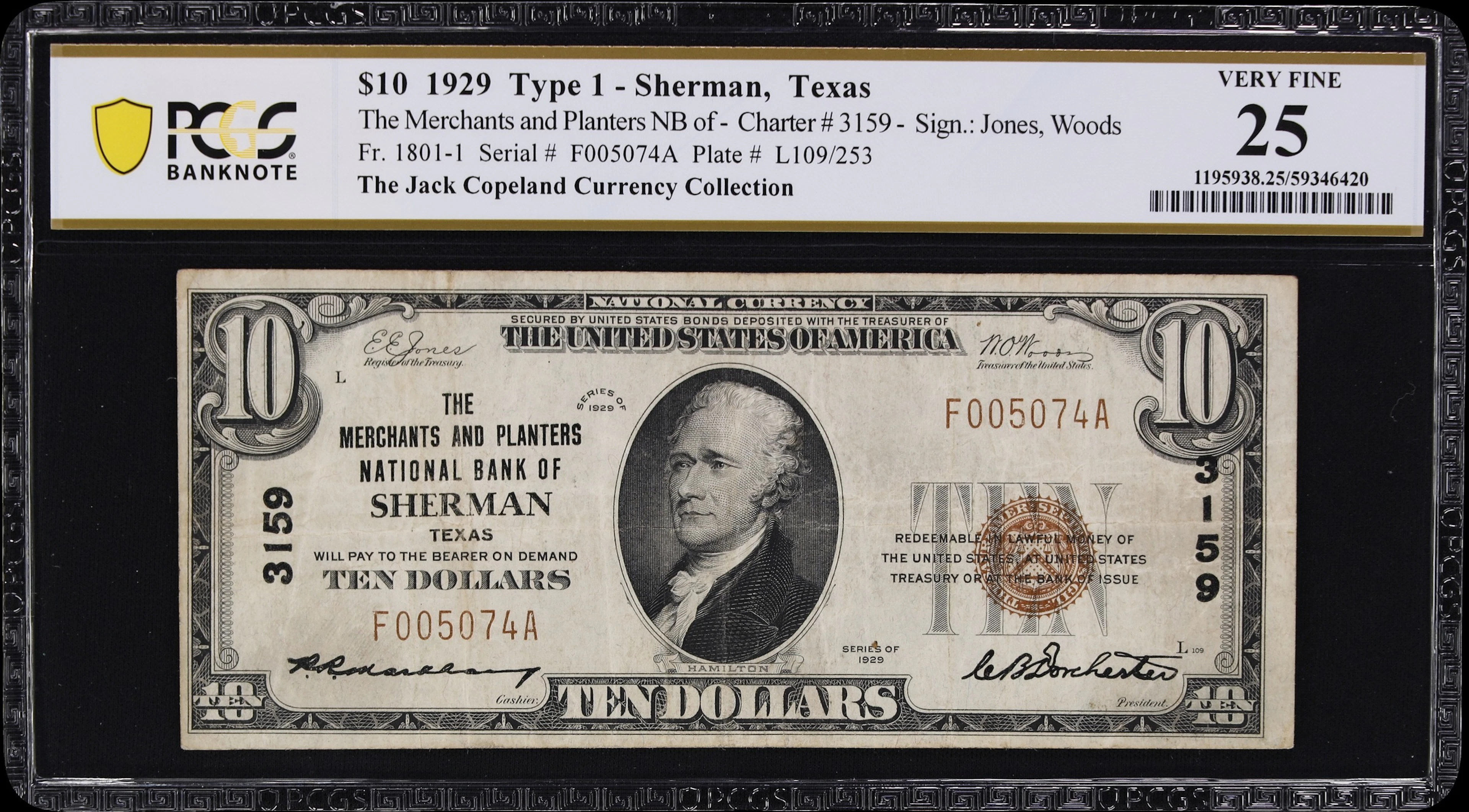 Sherman, Texas. $10 1929 Ty. 1. Fr. 1801-1. Merchants & Planters NB.