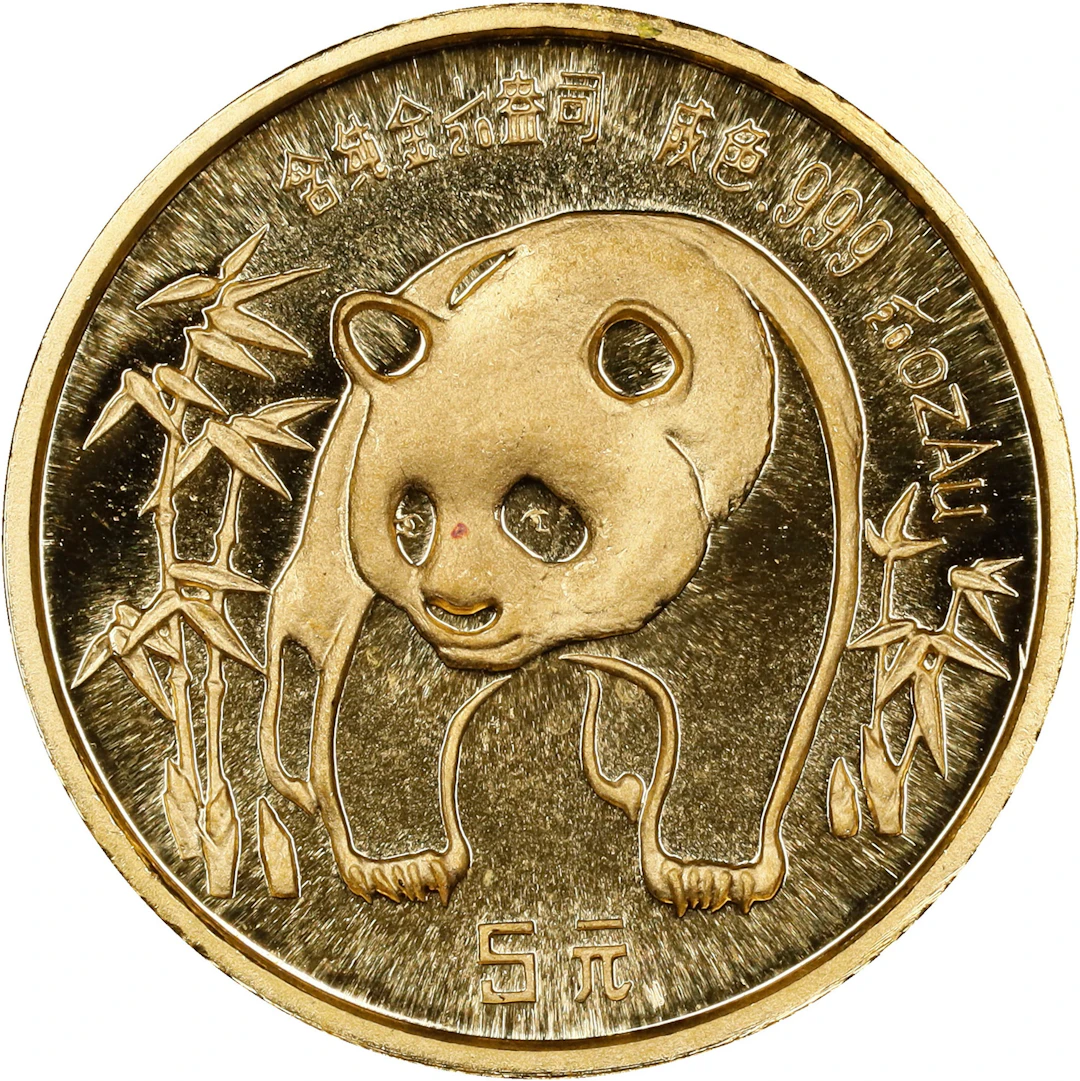 CHINA. Gold 5 Yuan, 1986. Panda Series. SUPERB GEM UNCIRCULATED.