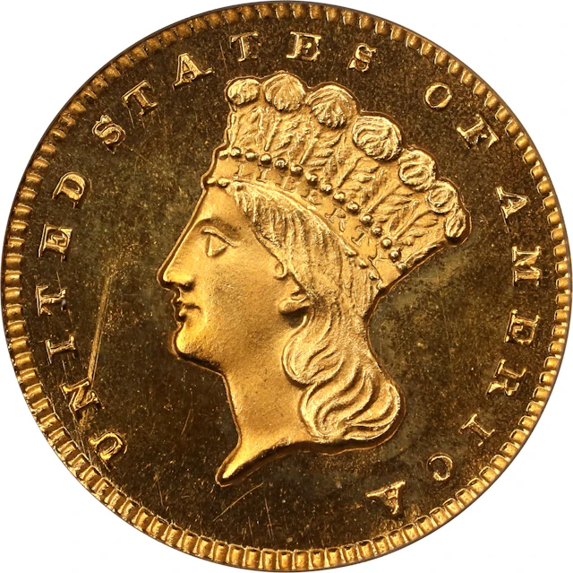 1859 Gold Dollar. JD-1. Rarity-6. Centered Date. Proof-64 (PCGS). OGH.