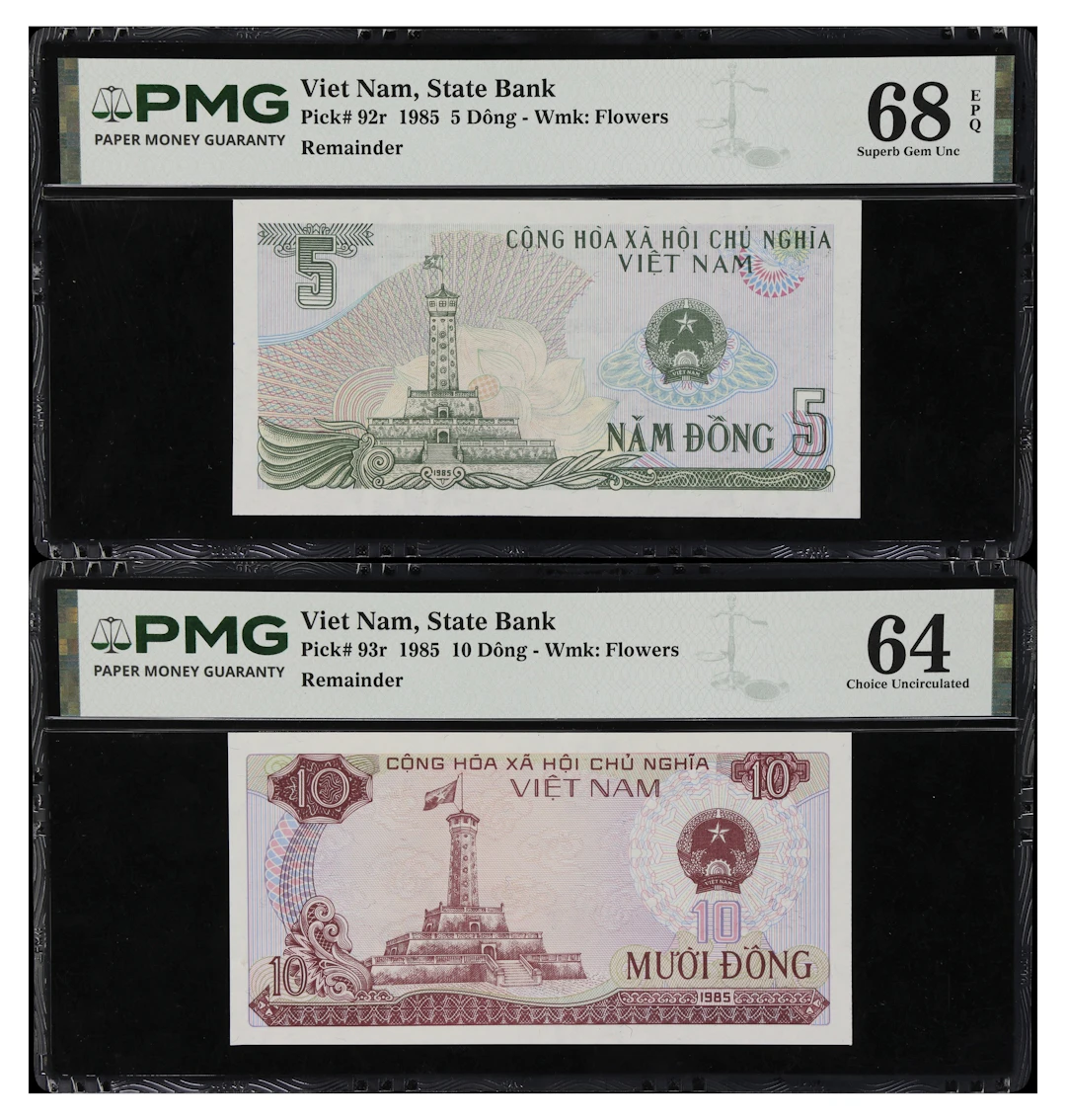 VIETNAM. Lot of (2). State Bank of Vietnam. 5 & 10 Dong, 1985. P-92r