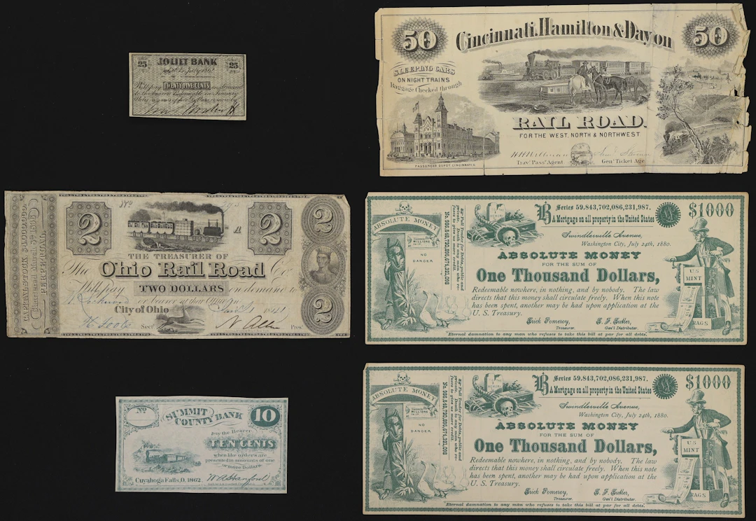 Lot of (6) Mixed States. Obsoletes & Satirical Notes. Mixed Denominations.