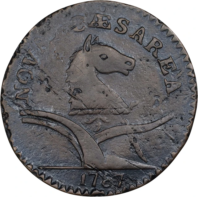 1787 New Jersey Copper. Maris 34-J, W-5115. Rarity-3. Sprig Above