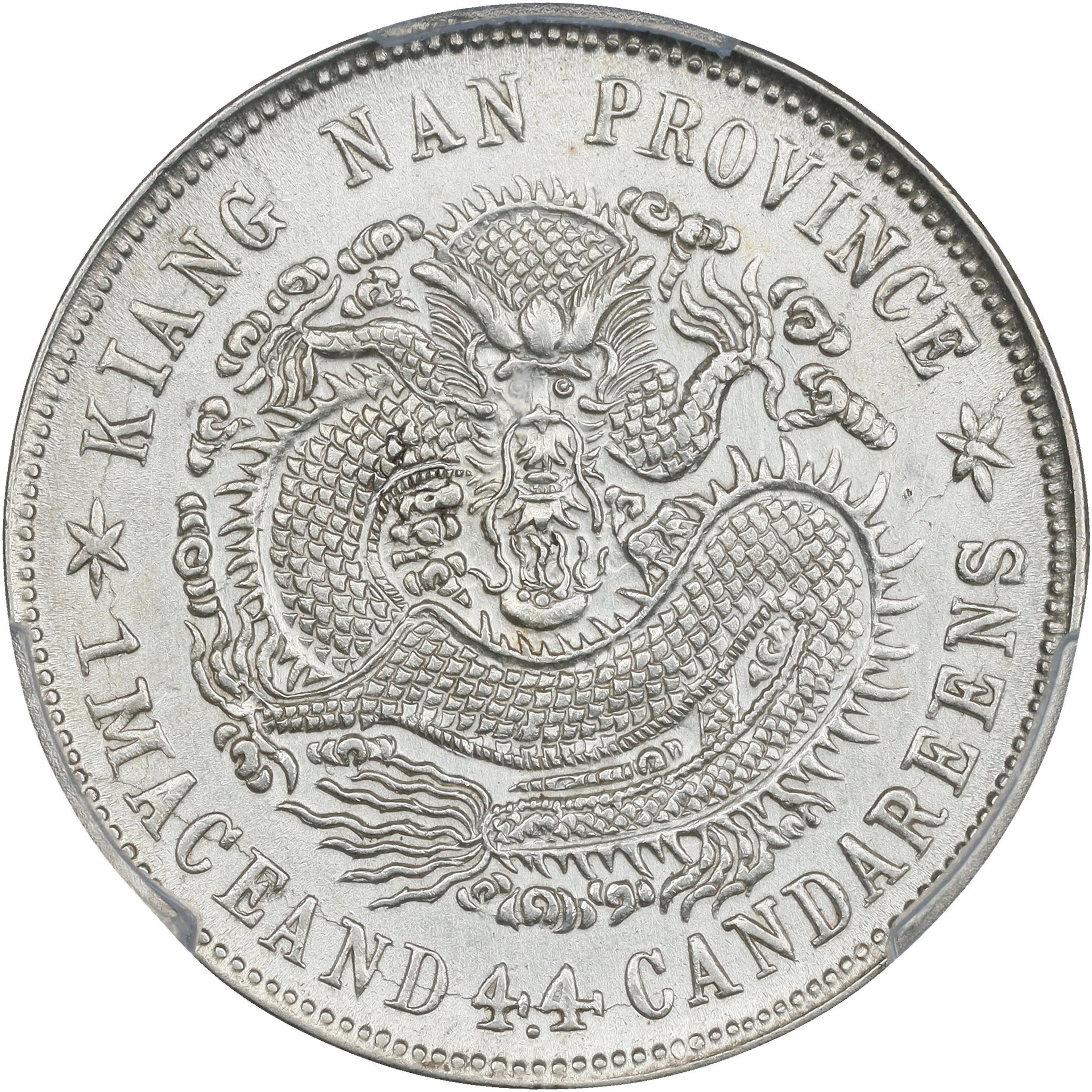 (t) CHINA. Kiangnan. 1 Mace 4.4 Candareens (20 Cents), CD (1900).