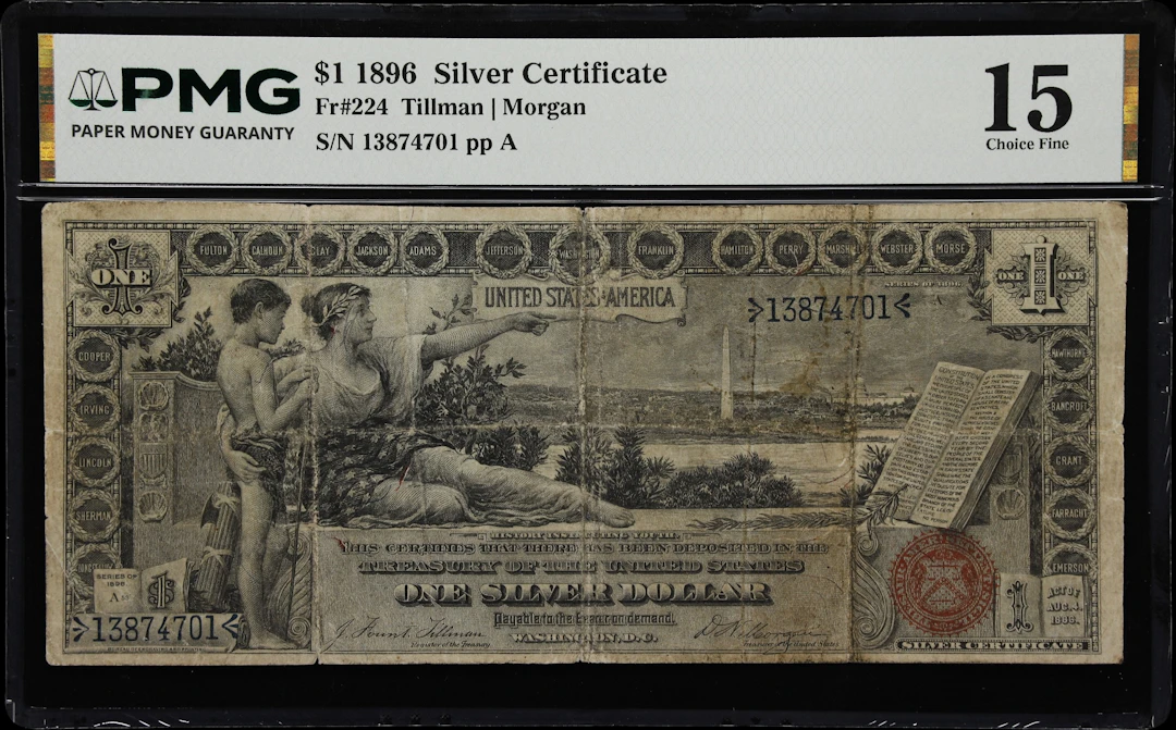 Fr. 224. 1896 $1 Silver Certificate. PMG Choice Fine 15.