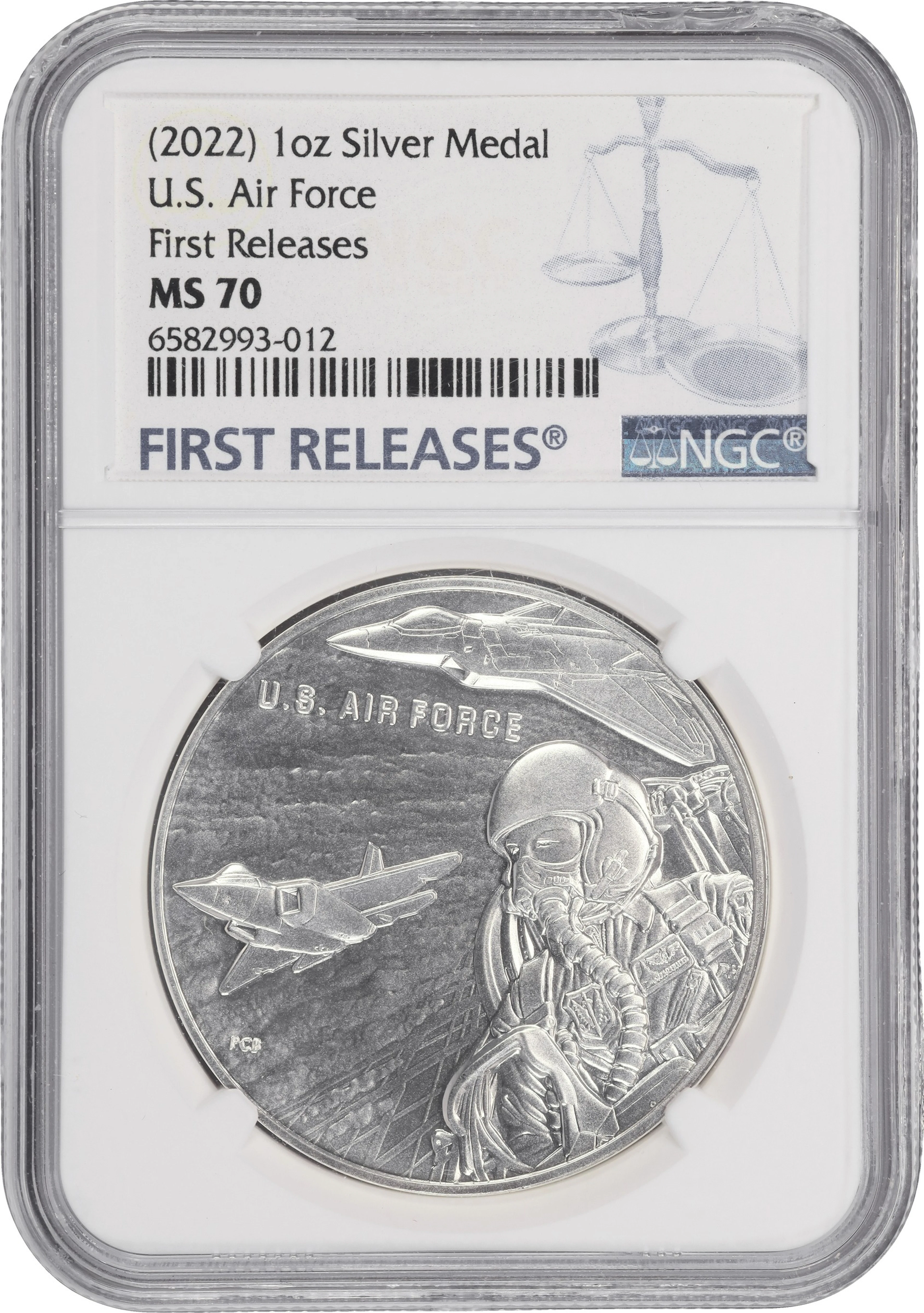 (1 oz, 31.104 g ASW). 2022 U.S. Air Force Silver Medal. MS-70 (NGC).