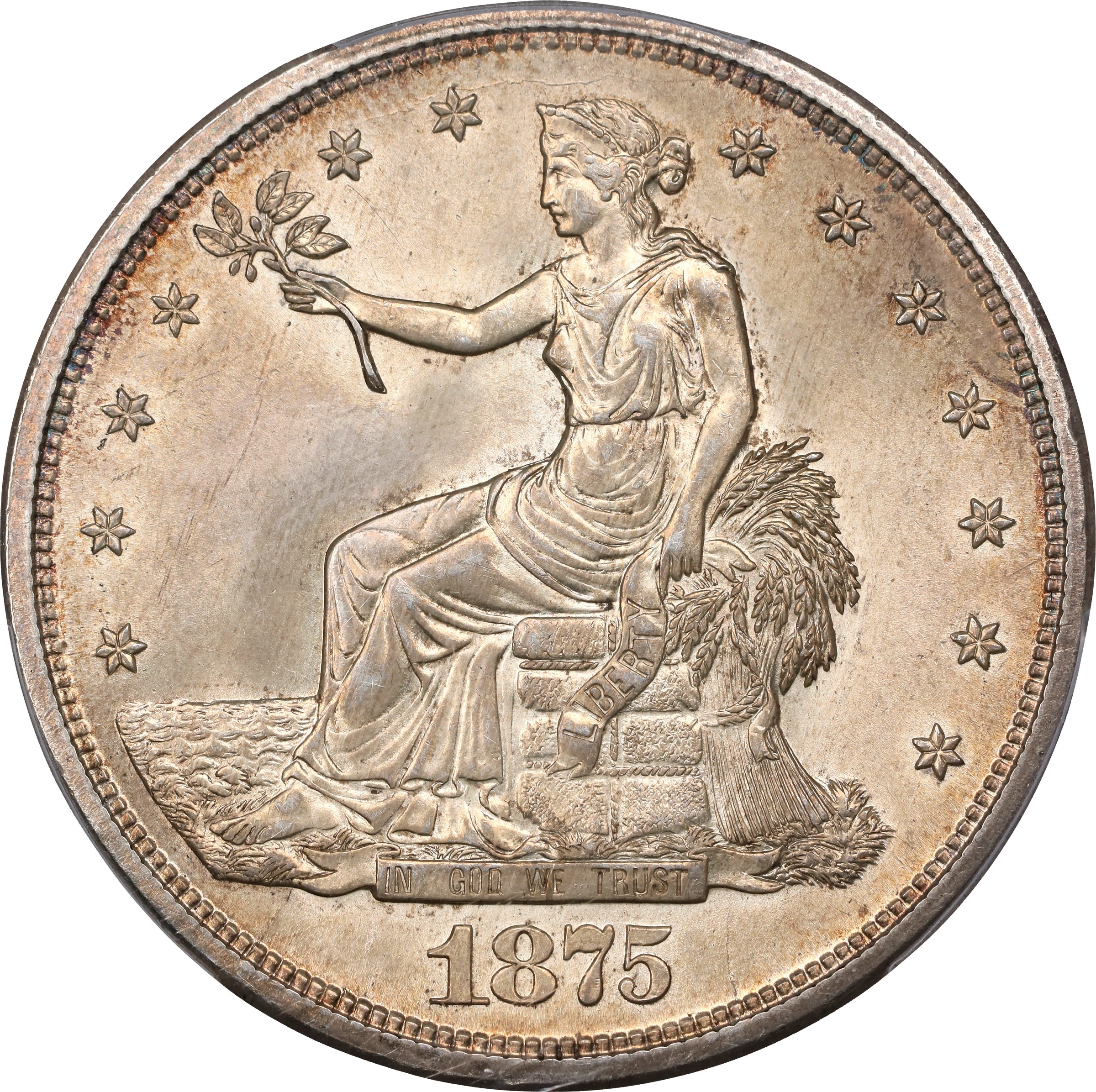 1875-S Trade Dollar. Type I/I. JK-1. MS-65+ (PCGS). CAC.