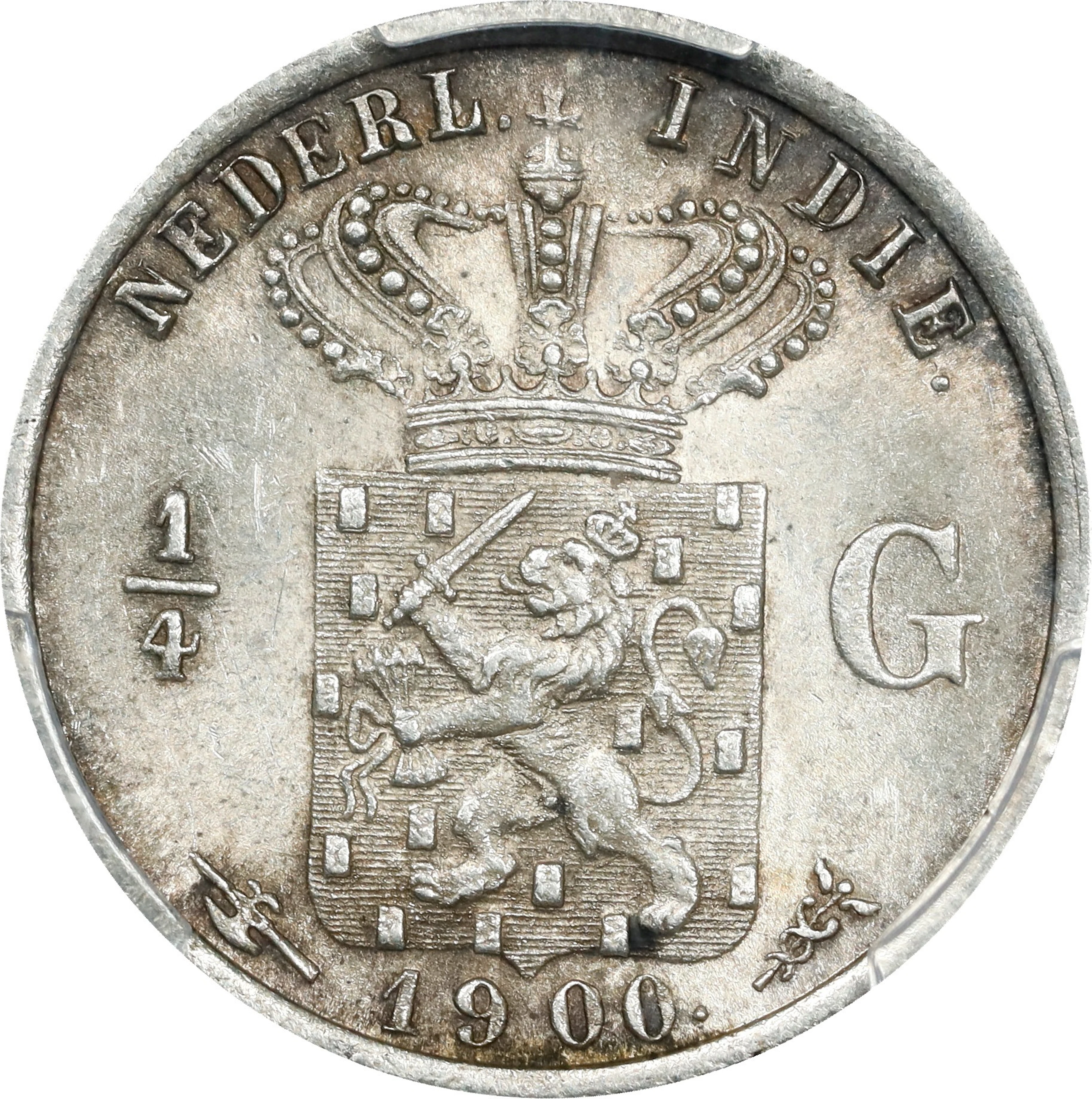 NETHERLANDS EAST INDIES. 1/4 Gulden, 1900. Utrecht Mint. Wilhelmina