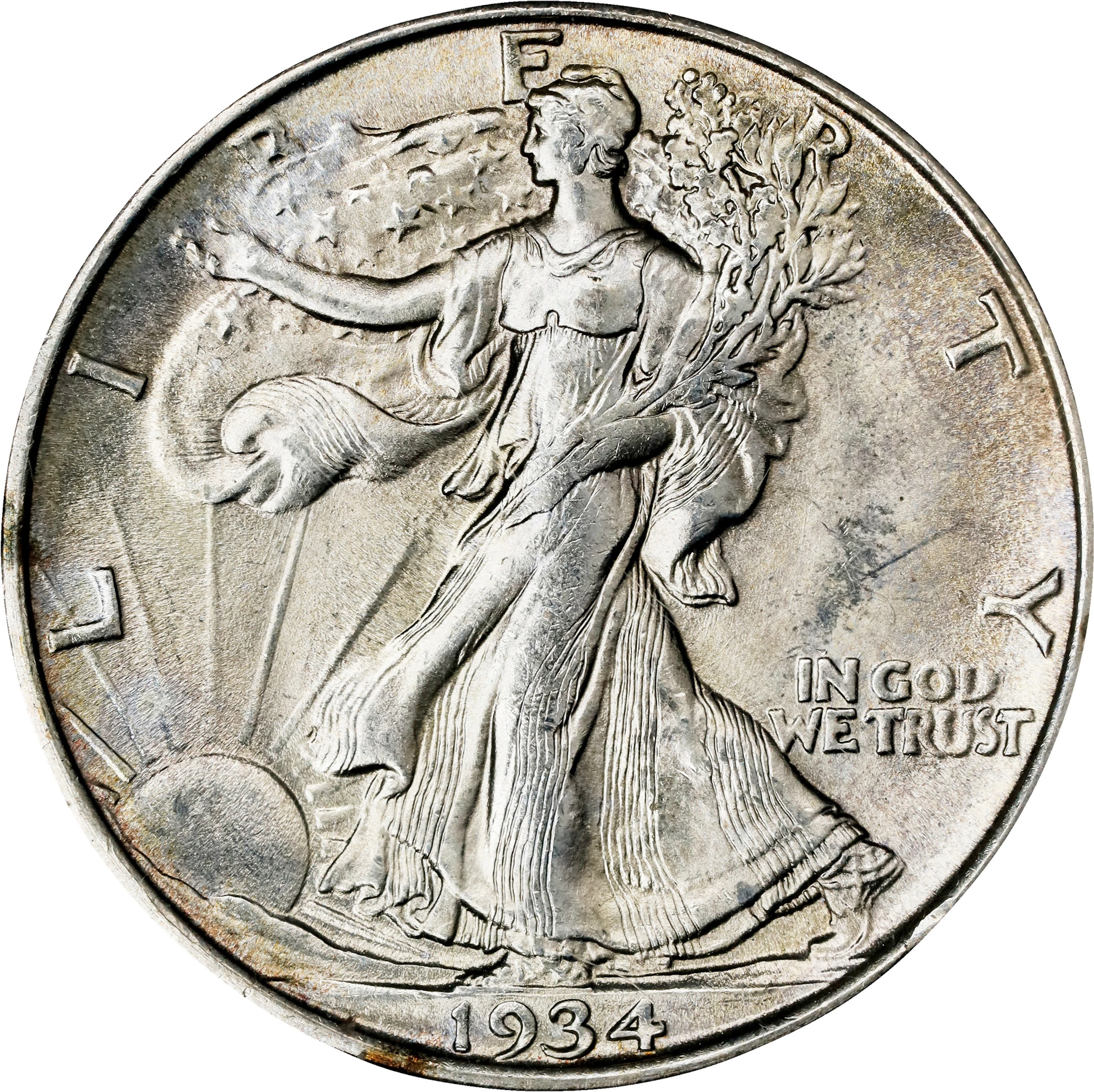 1934 Walking Liberty Half Dollar. MS-64 (PCGS). OGH Generation 1.2 Rattler.