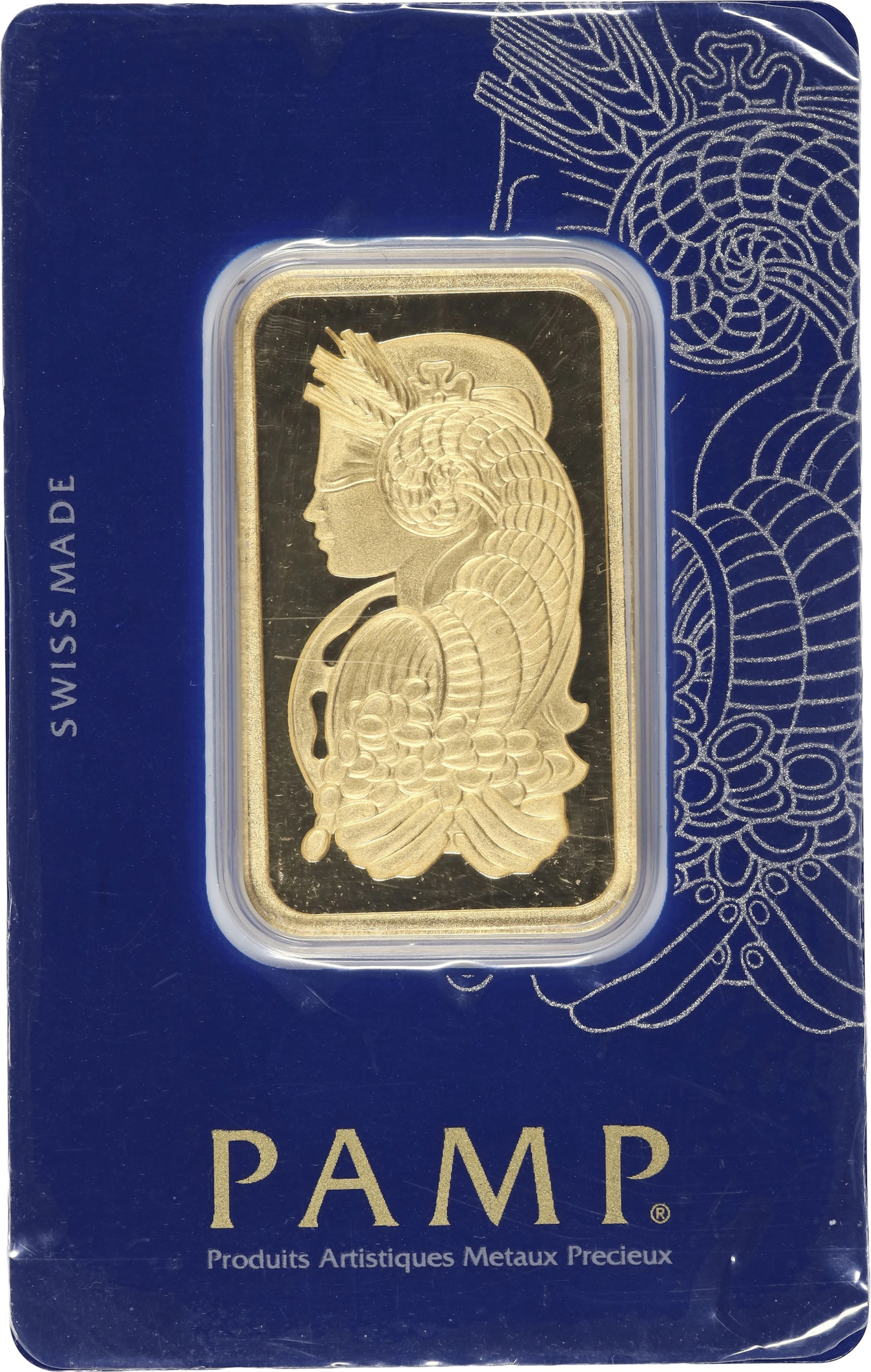 (1 oz, 31.104 g AGW). PAMP 1 oz Gold Bar.