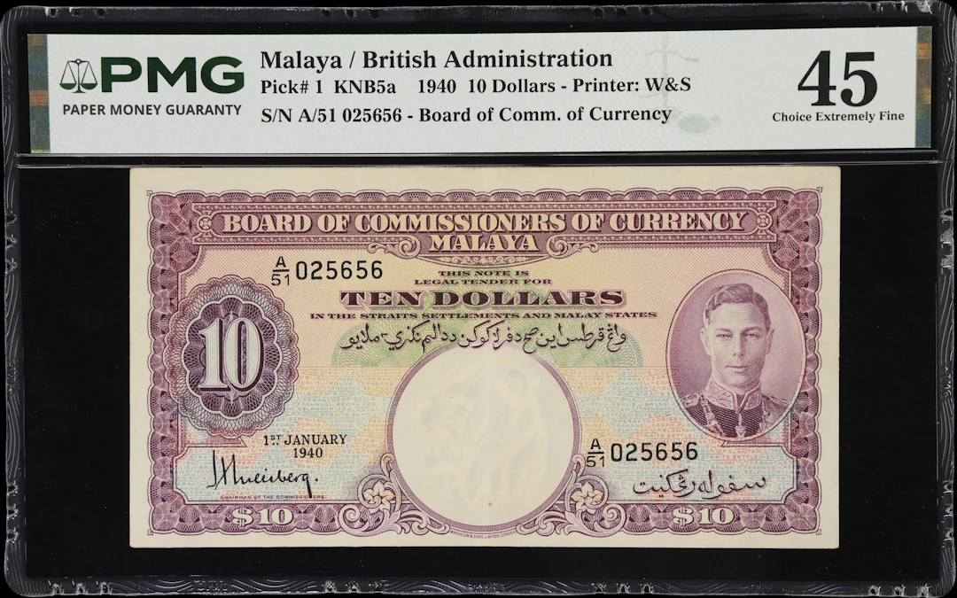 MALAYA. Board of Commissioners of Currency. 10 Dollars, 1.1.1940.
