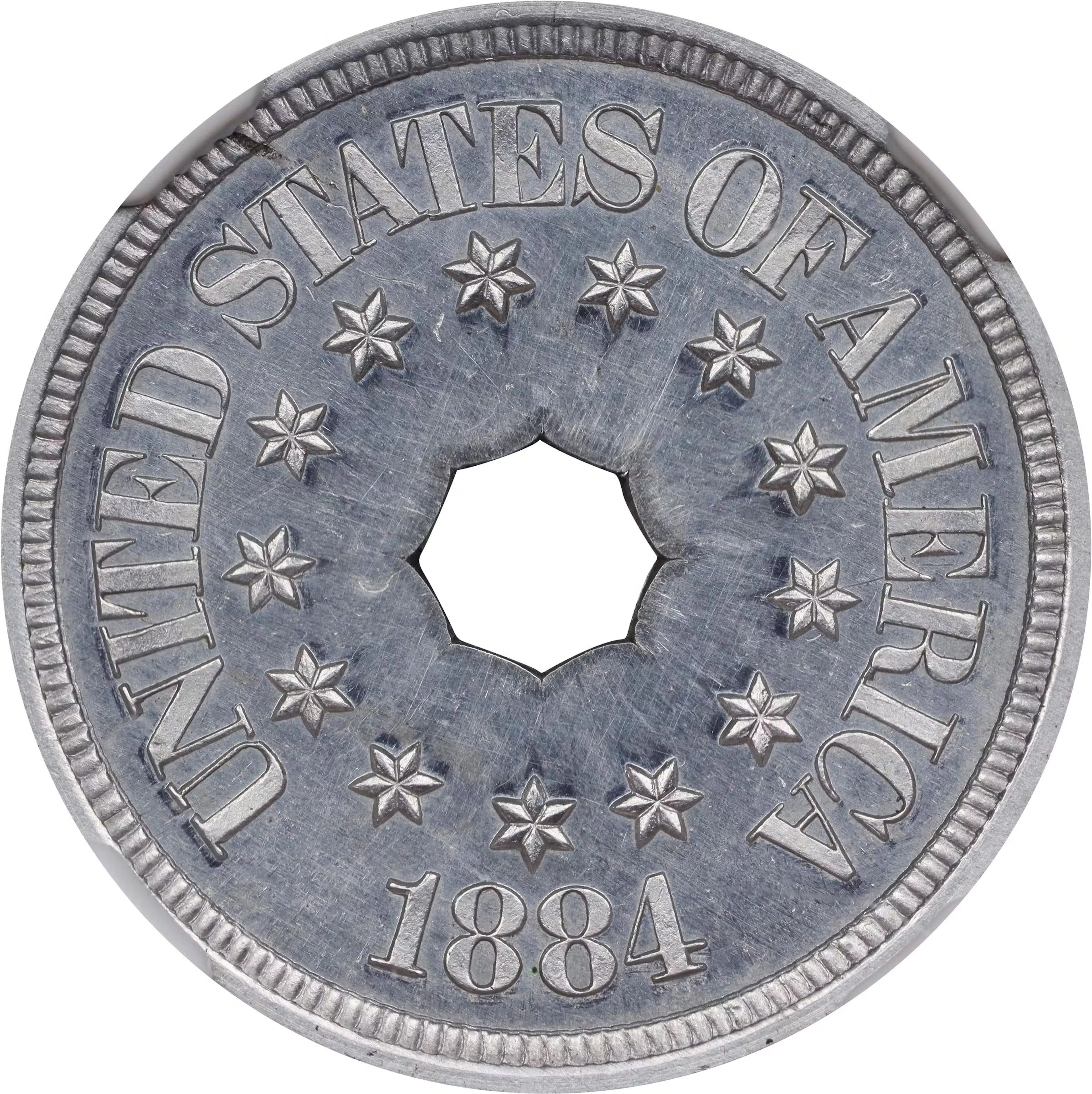 1884 Pattern Annular, or Ring-Form Five-Cents. Judd-1725, Pollock-1935.