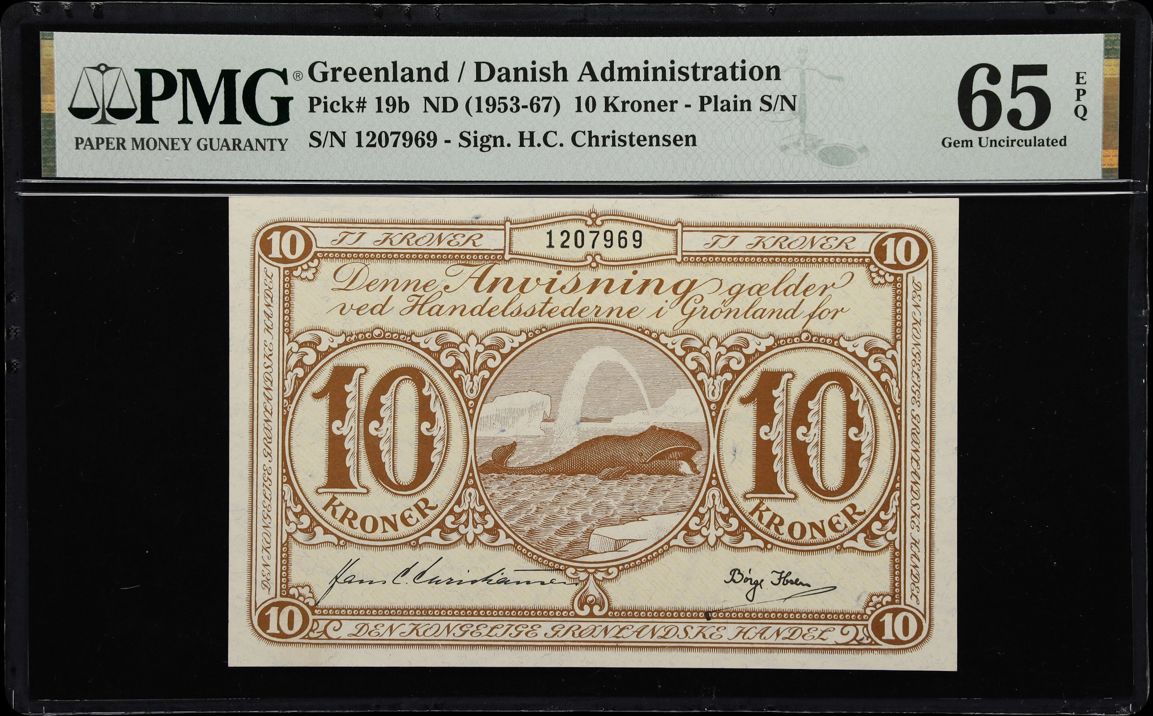 (◊) GREENLAND. Kongelige Gronlandske Handel. 10 Kroner, ND (1953-67).