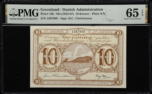(◊) GREENLAND. Kongelige Gronlandske Handel. 10 Kroner, ND (1953-67).
