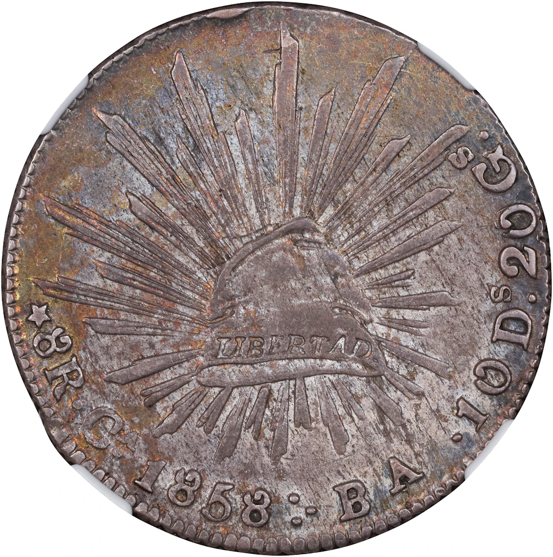MEXICO. 8 Reales, 1858-Ca BA. Chihuahua Mint. NGC AU-53.