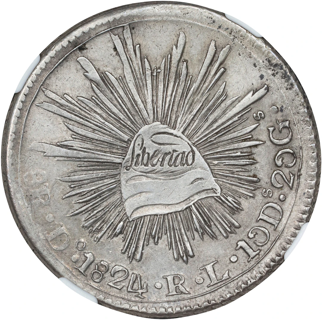 MEXICO. "Hookneck" 8 Reales, 1824-Do RL. Durango Mint. NGC AU Details--Reverse
