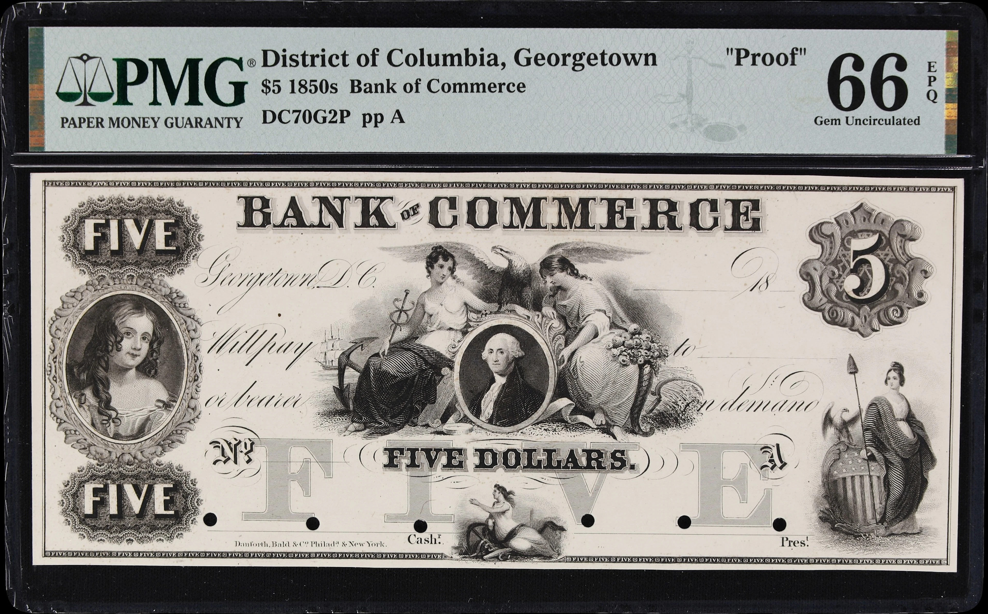 Georgetown, District of Columbia. Bank of Commerce. 18xx $5. PMG Gem