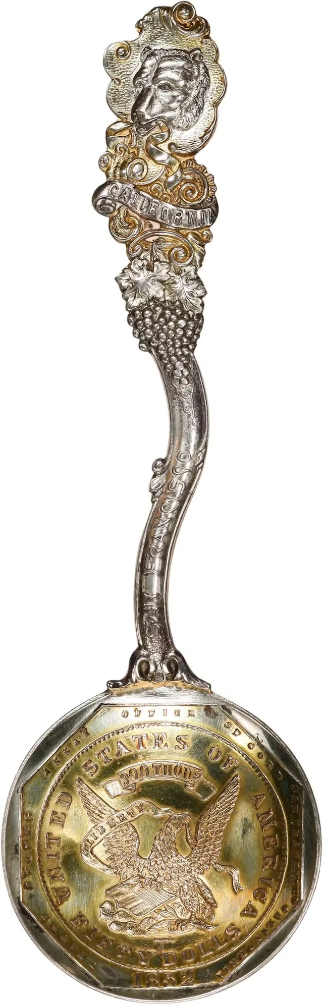 "1852" Head of California Grizzly Bear Souvenir Spoon Made with a
