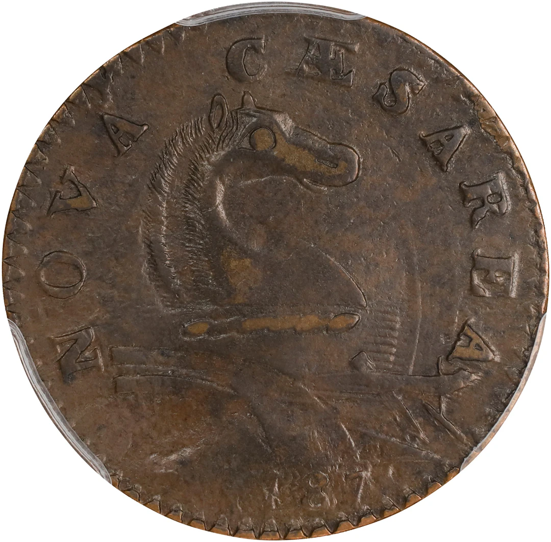 1787 New Jersey Copper. Maris 46-e, W-5250. Rarity-1. No Sprig Above