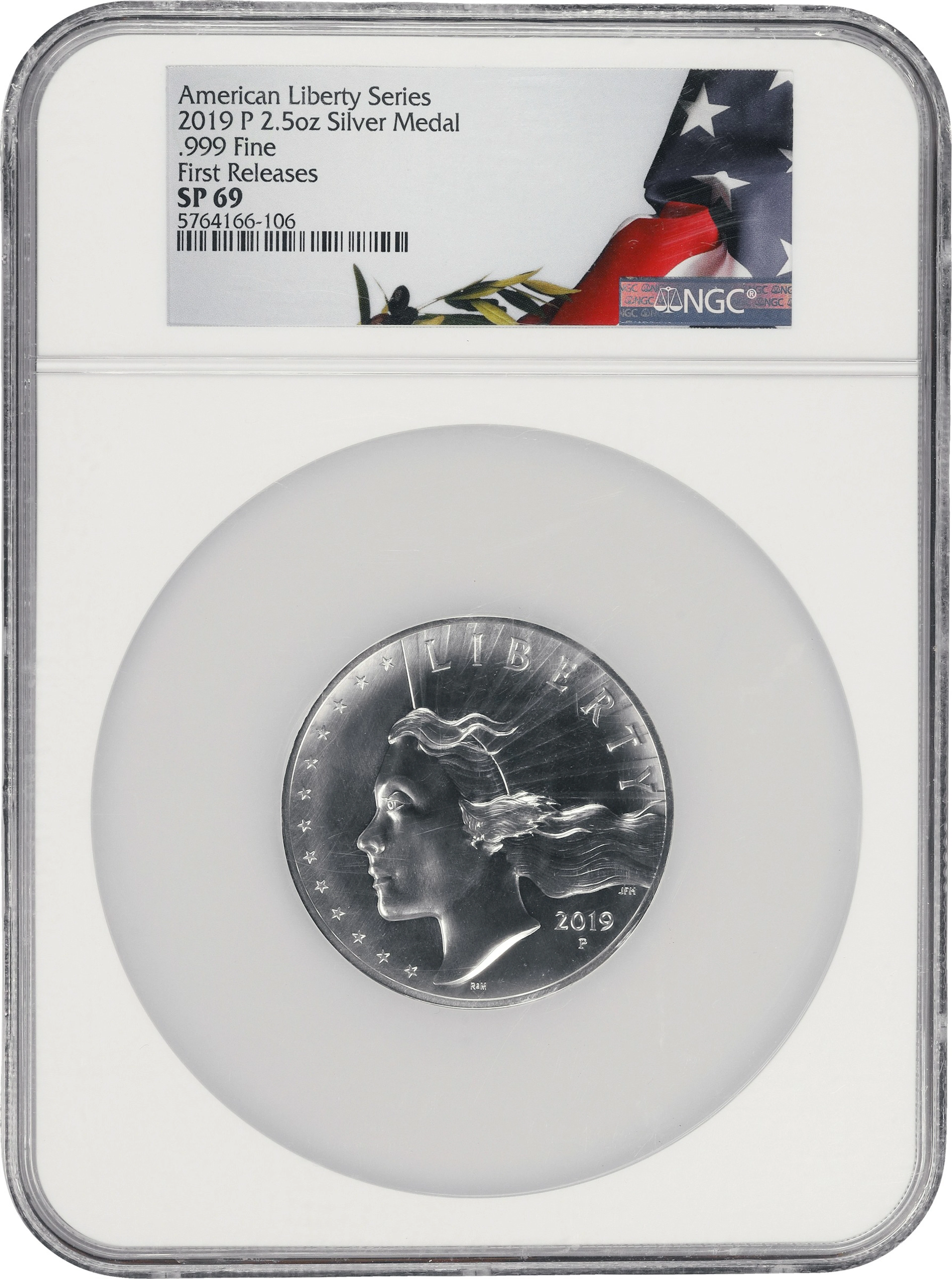 (2.5 oz, 77.76 g ASW). 2019-P American Liberty Series Silver Medal.