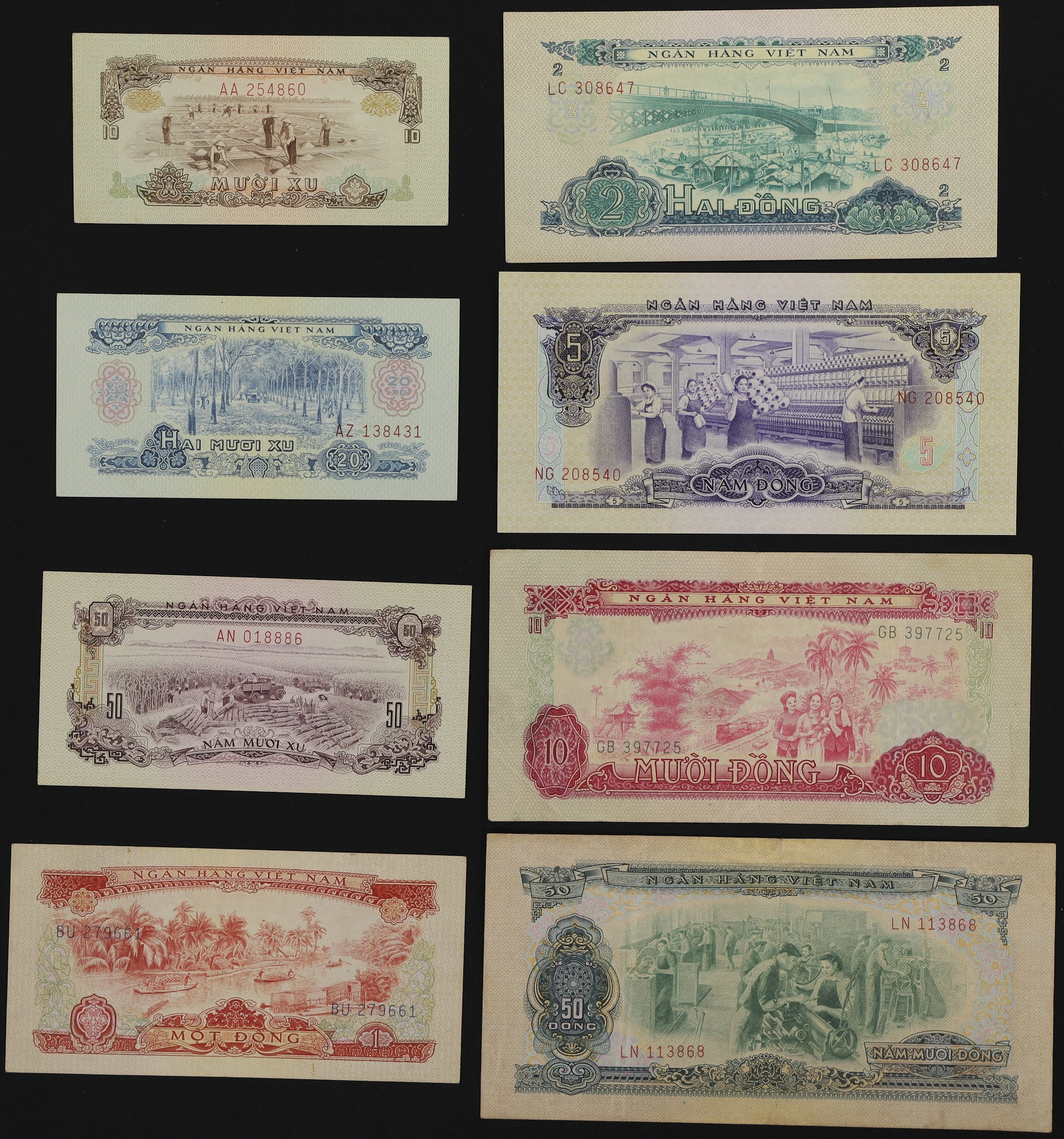 VIETNAM, SOUTH. Lot of (8). Vietnamese State Banknote. 10, 20, 50