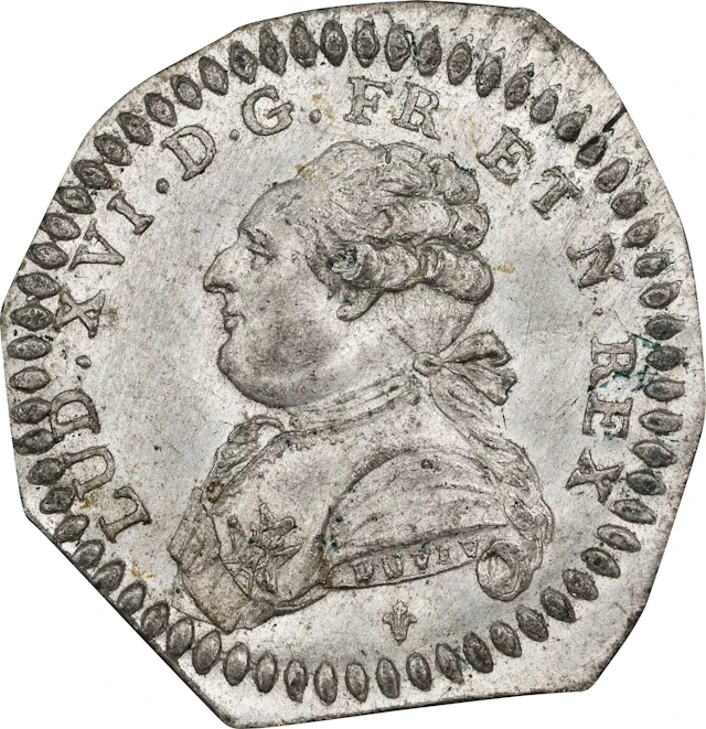 FRANCE. Kingdom. White Metal Obverse Cliché or Trial for 1/20 Ecu