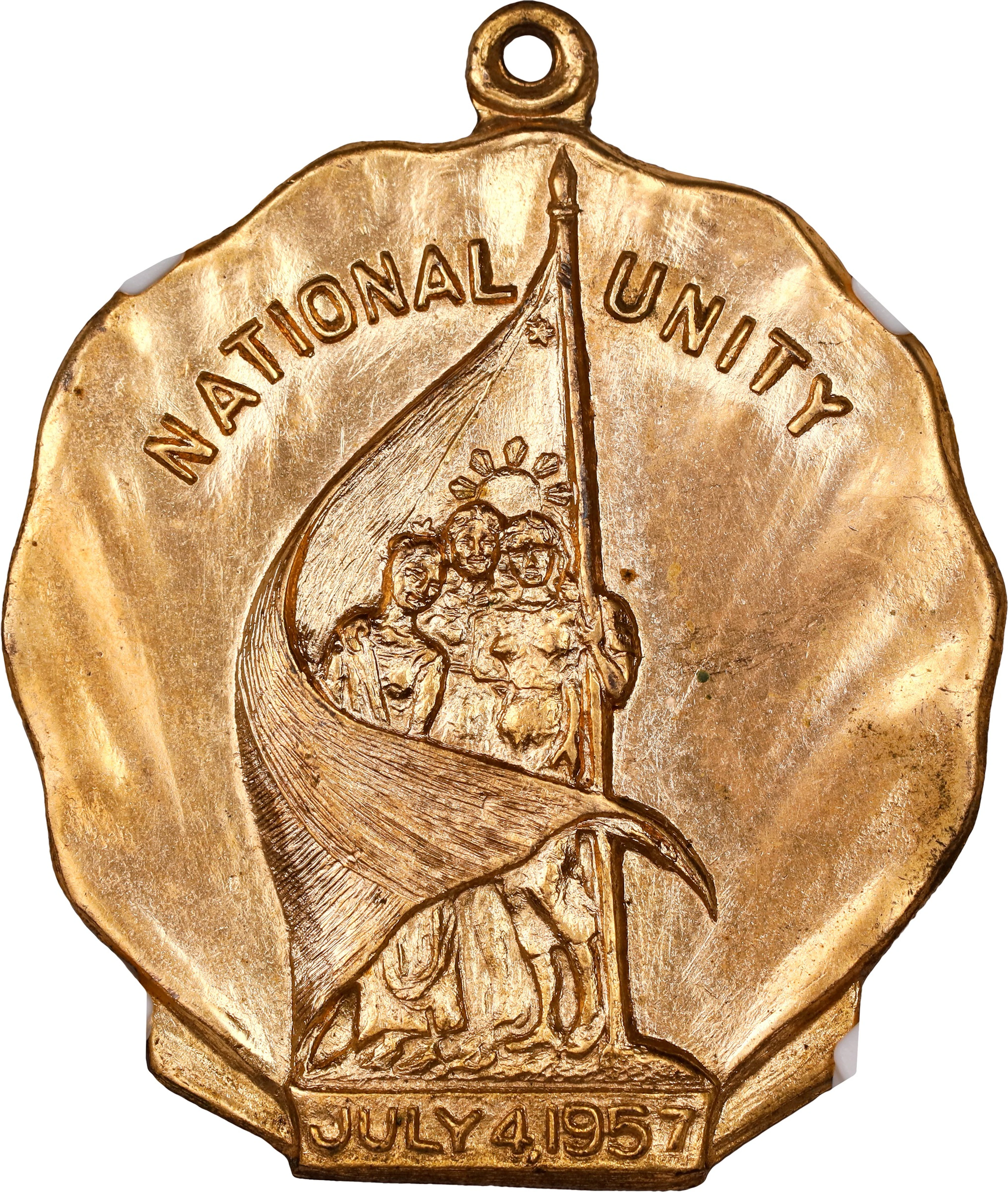 PHILIPPINES. 11th Anniversary of Independence Gilt Bronze Medal, 1957.