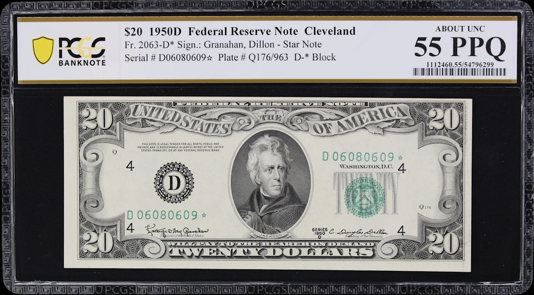 Fr. 2063-D*. 1950D $20 Federal Reserve Star Note. Cleveland. PCGS