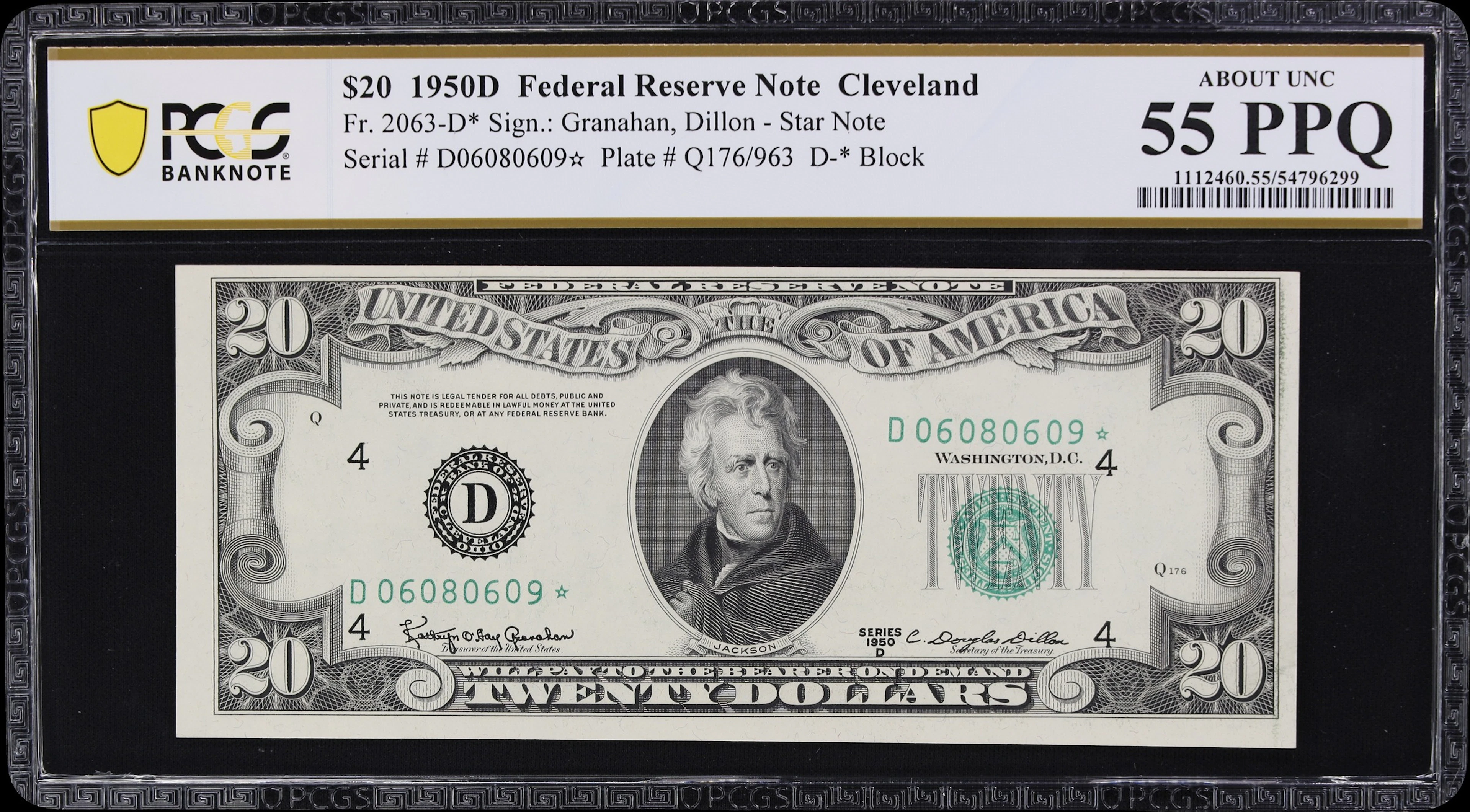 Fr. 2063-D*. 1950D $20 Federal Reserve Star Note. Cleveland. PCGS
