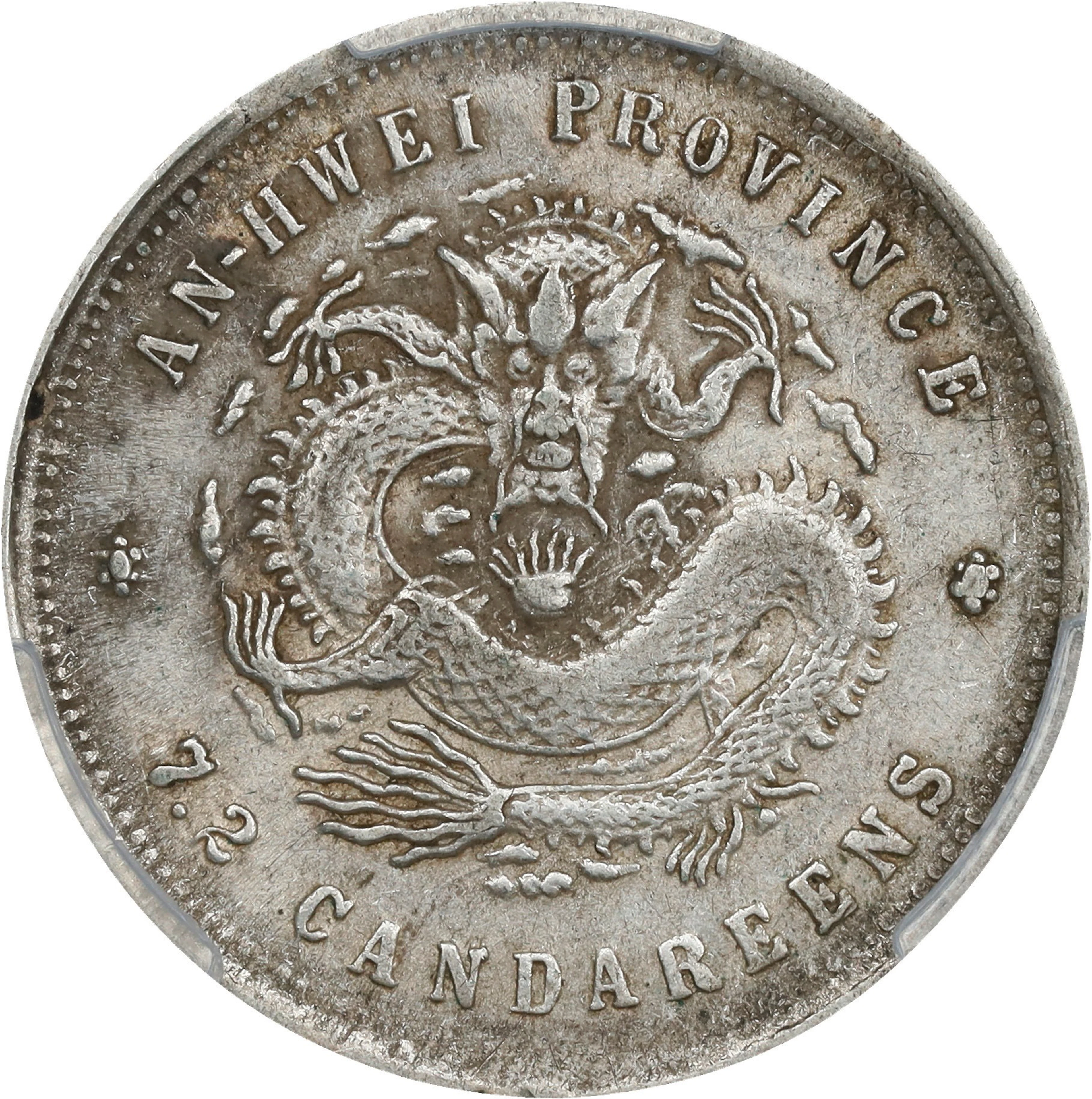 (t) CHINA. Anhwei. 7.2 Candareens (10 Cents), Year 24 (1898)-ASTC.