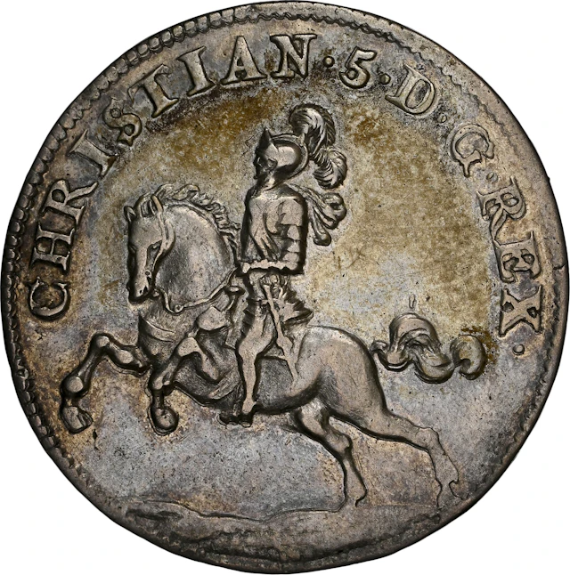 NORWAY. Silver Off-Metal Strike 3 Ducat, 1673. Christiania Mint. Christian