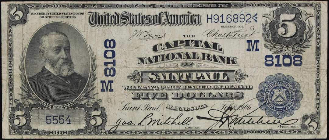 Saint Paul, Minnesota. $5 1902 Date Back. Fr. 591. The Capital NB.