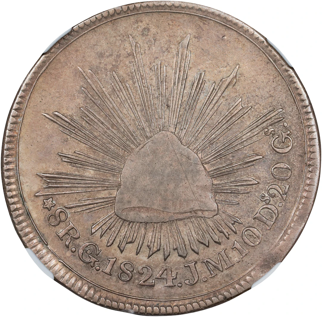MEXICO. "Hookneck" 8 Reales, 1824-Go JM. Guanajuato Mint. NGC VF-35.