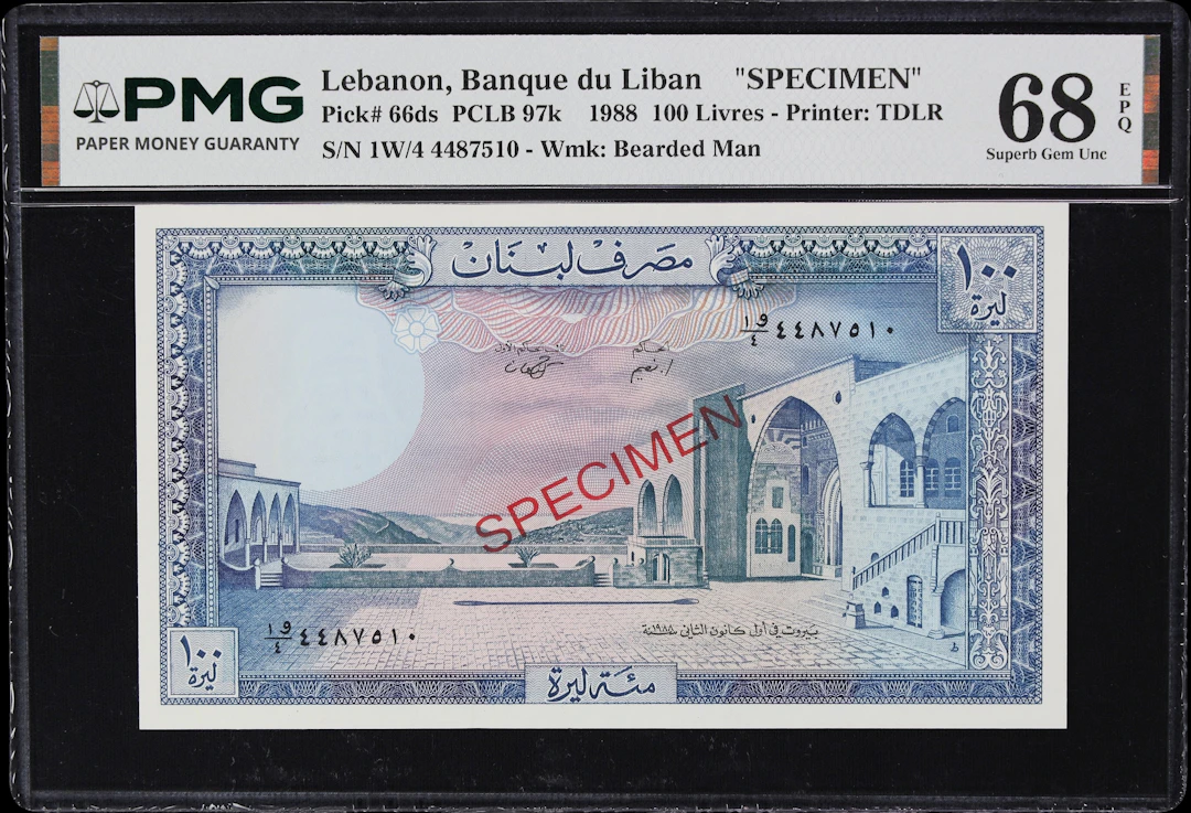 LEBANON. Banque du Liban. 100 Livres, 1988. P-66ds. PCLB 97k. Specimen.