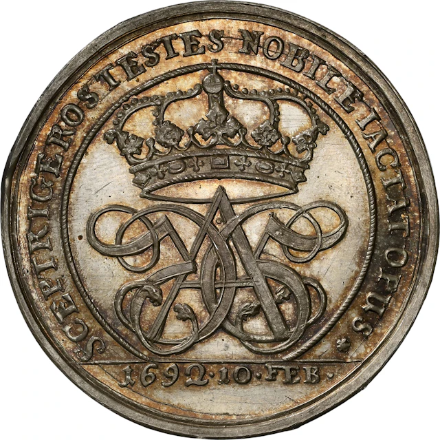 DENMARK. Silver Restrike Alchemy Medal, 1692. Copenhagen. Christian