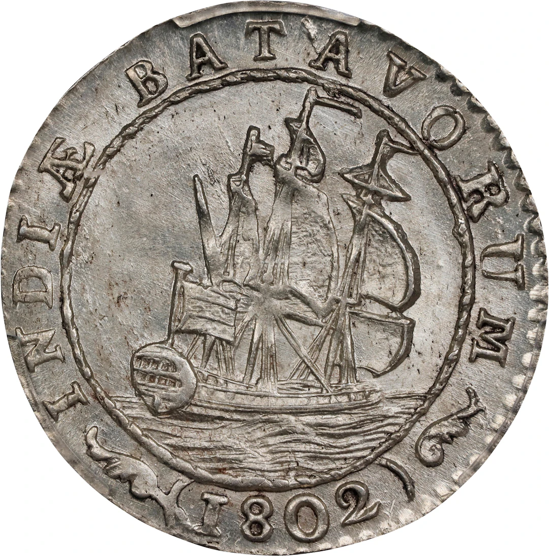 NETHERLANDS EAST INDIES. 1/4 Gulden, 1802. Enkhuizen Mint. PCGS MS-65+.