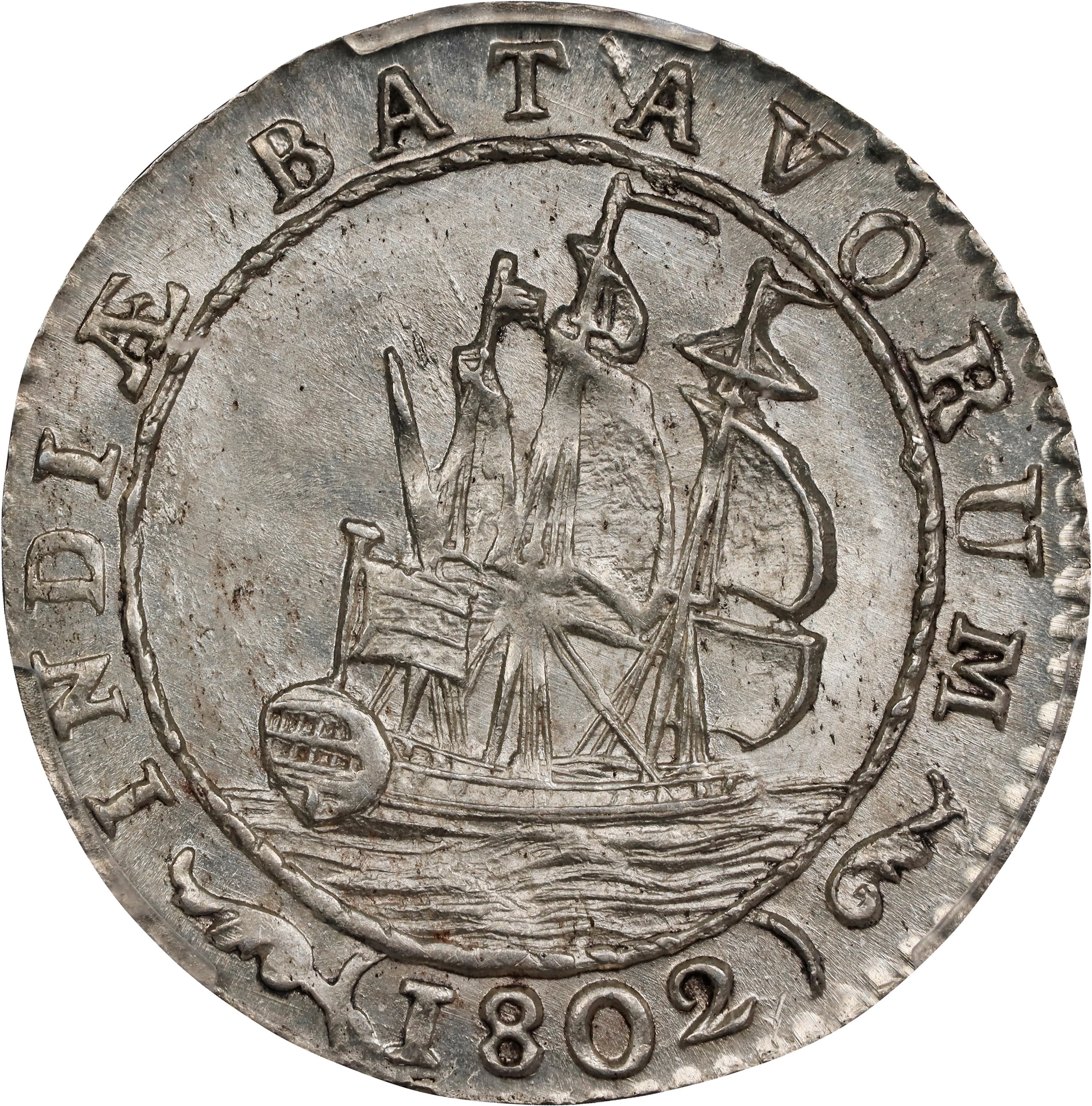 NETHERLANDS EAST INDIES. 1/4 Gulden, 1802. Enkhuizen Mint. PCGS MS-65+.