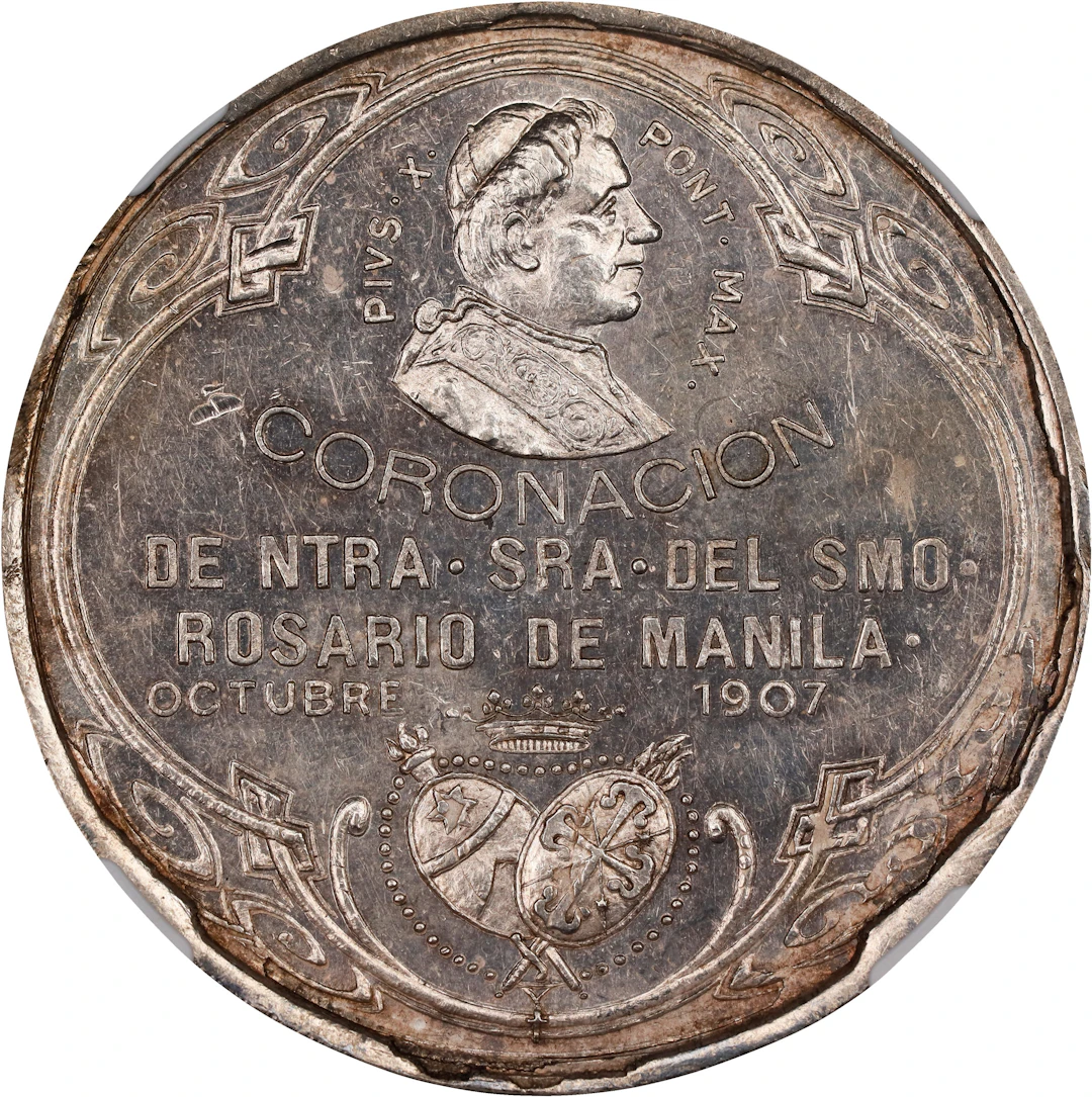PHILIPPINES. La Naval de Manila Silver Medal, 1907. NGC MS-61.