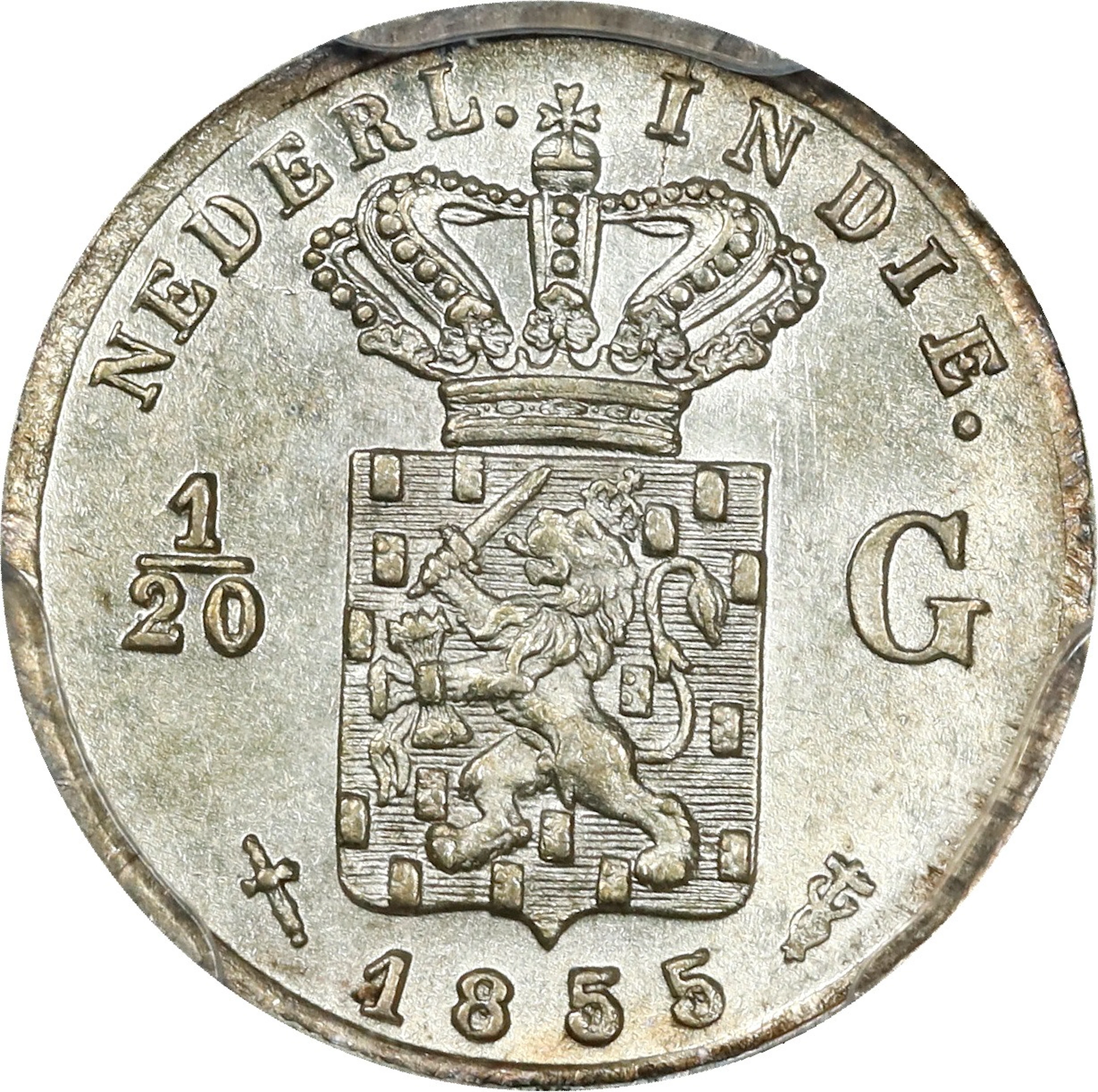 NETHERLANDS EAST INDIES. 1/20 Gulden, 1855. Utrecht Mint. William
