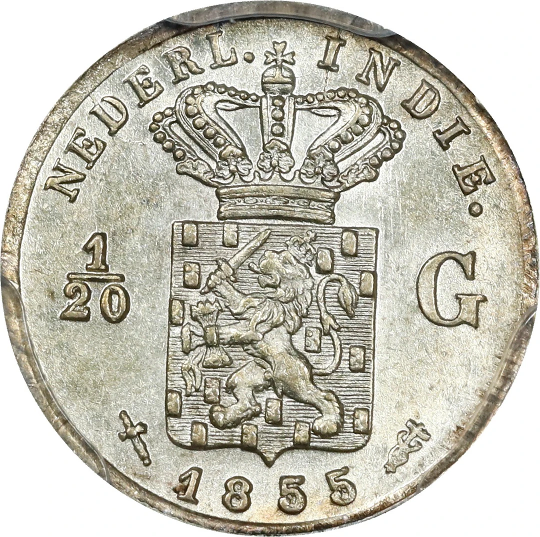 NETHERLANDS EAST INDIES. 1/20 Gulden, 1855. Utrecht Mint. William