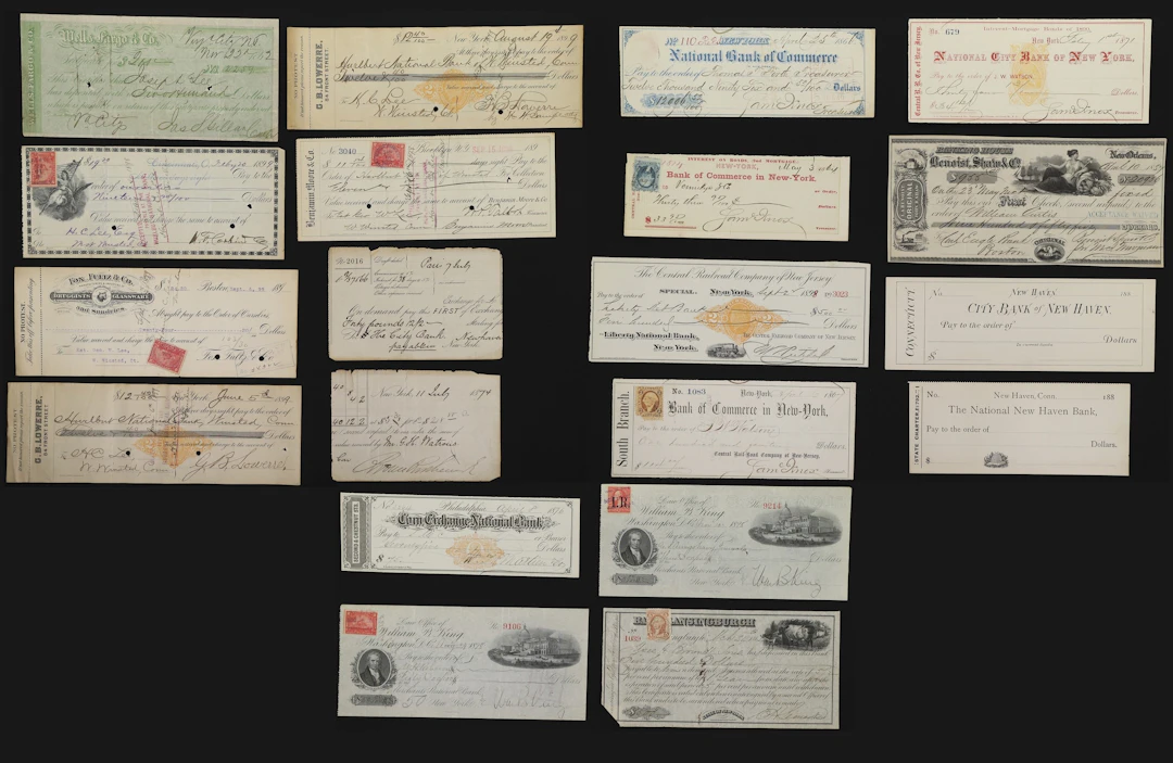 Lot of (20) Mixed Checks & Drafts. Mixed Denominations.