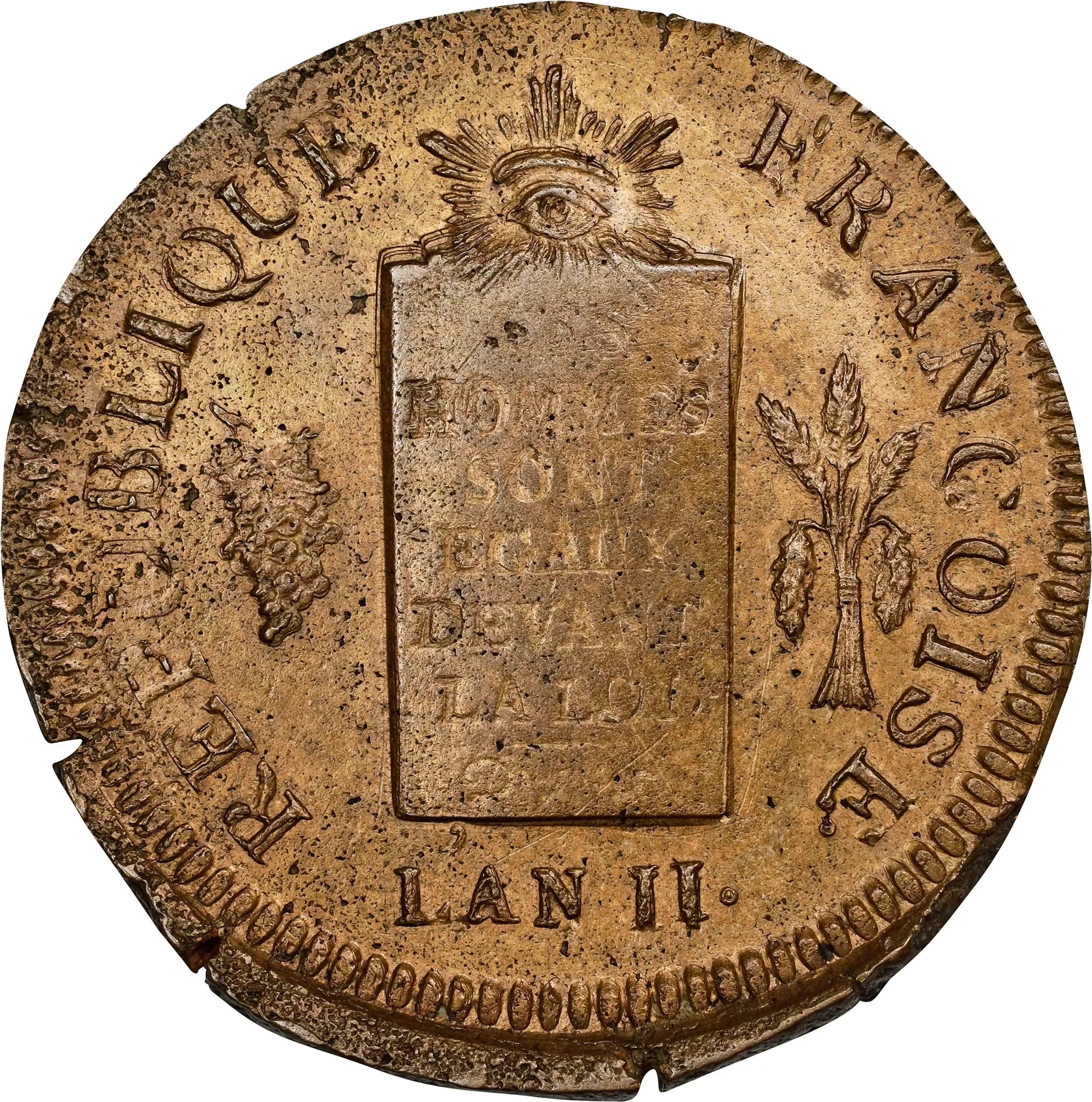 FRANCE. National Convention. Mint Error -- Struck with Two Obverse