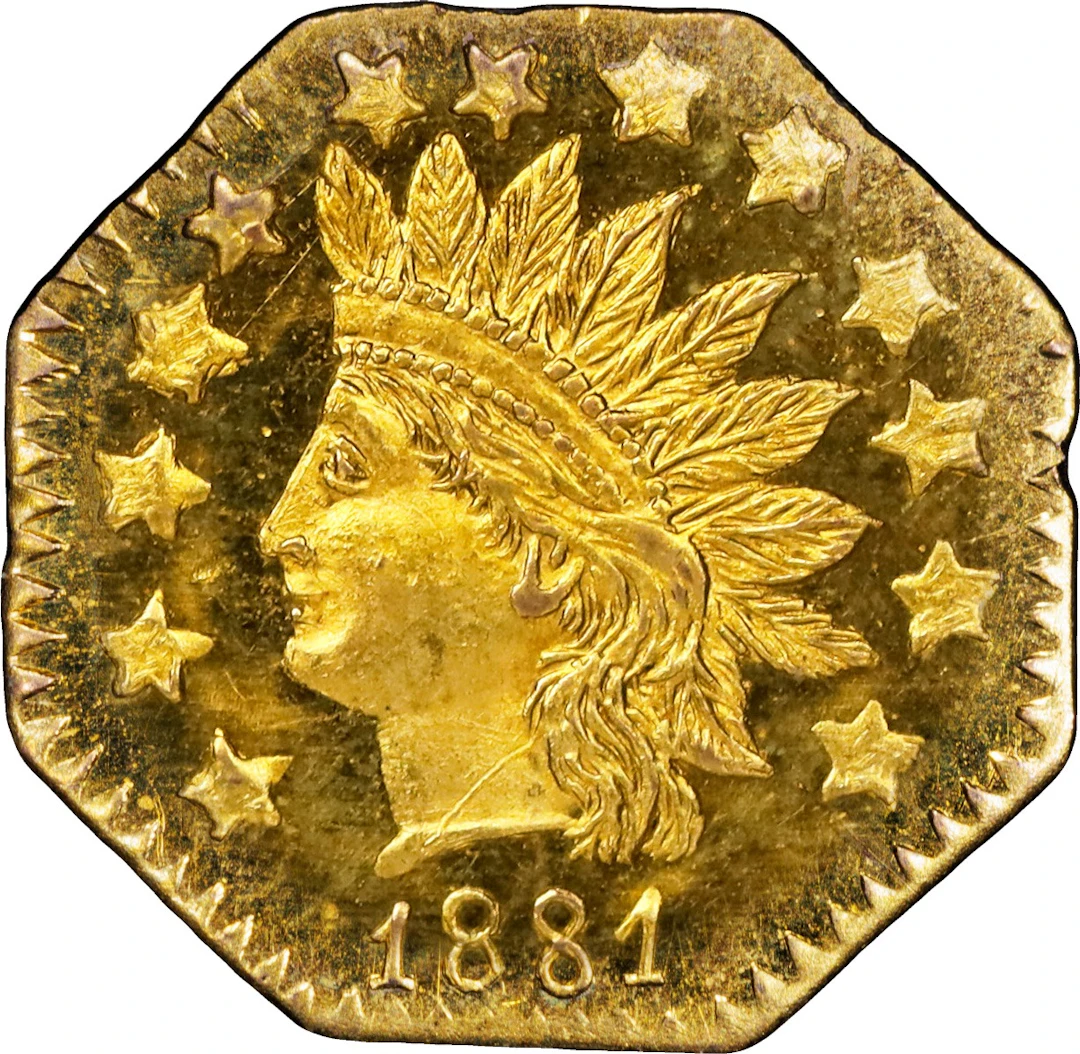 1881 Octagonal 50 Cents. BG-952B. Rarity-6-. Indian Head. MS-66 PL (PCGS).