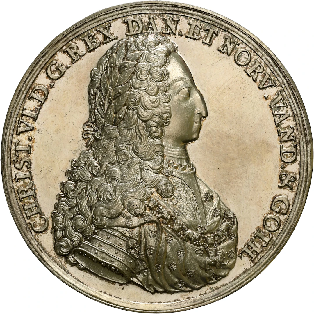 DENMARK. King's Anointment Restrike Silver Medal, 1731. Christian